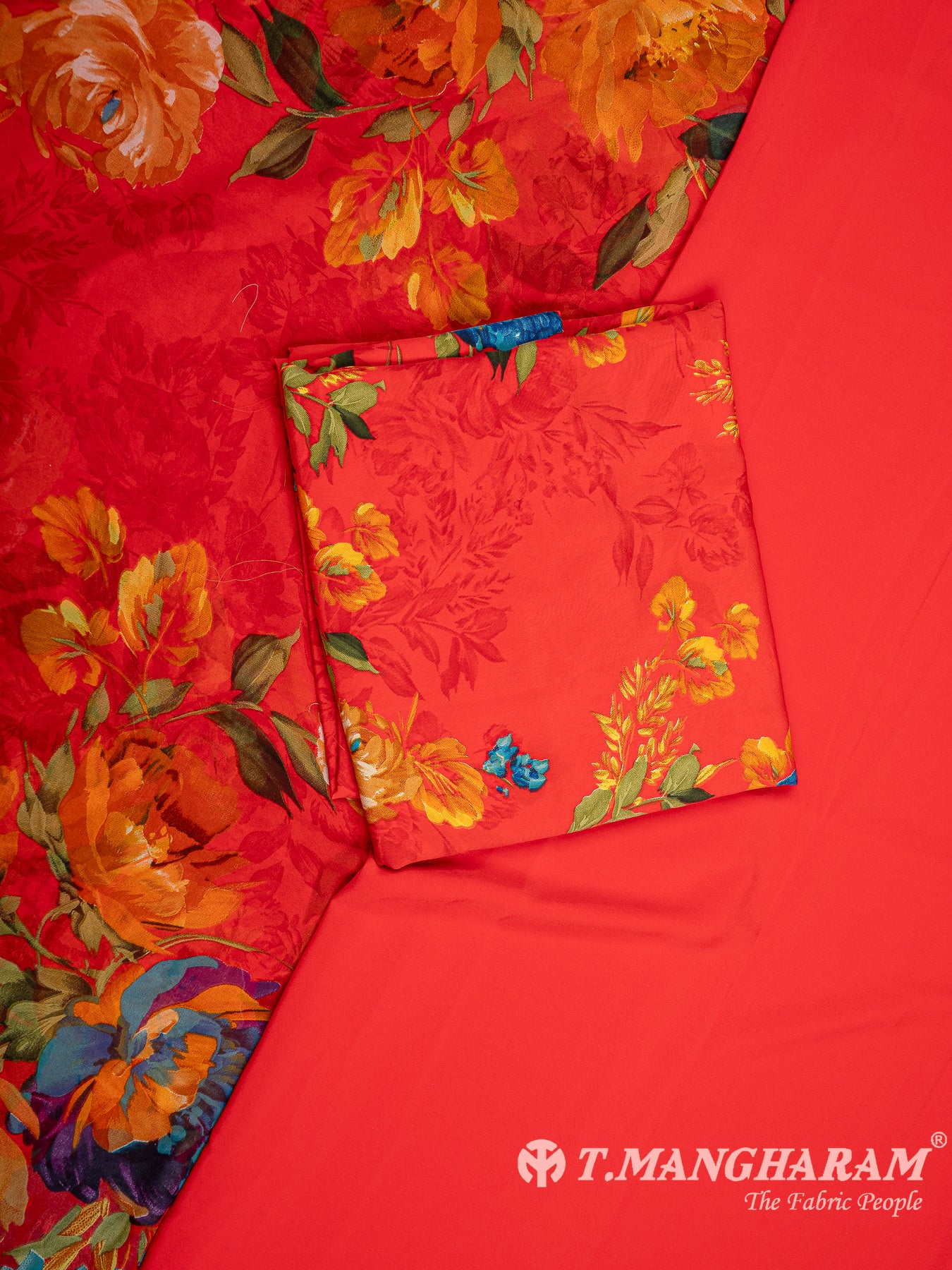 Red Crepe Chudidhar Fabric Set - EH1612 view-1