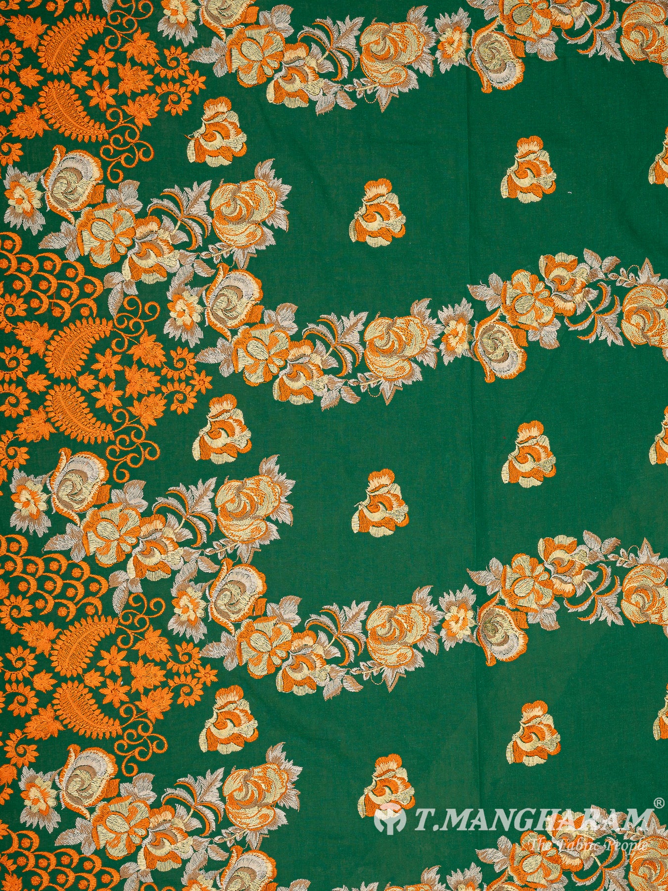 Green Cotton Embroidery Fabric - EC10008 view-3