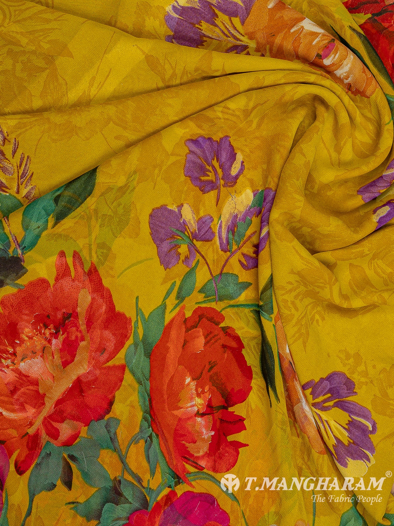 Yellow Crepe Chudidhar Fabric Set - EH1615 view-4