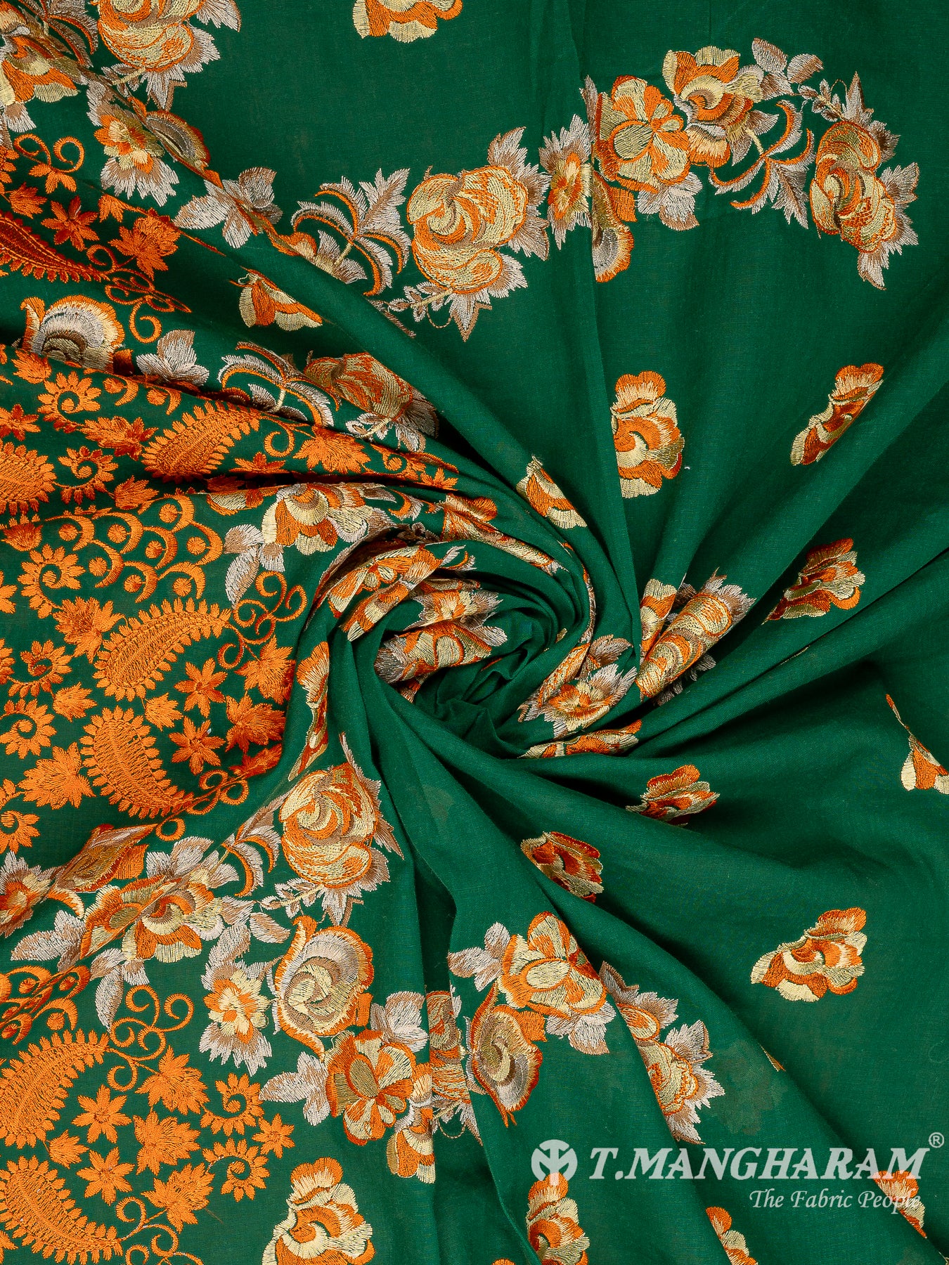 Green Cotton Embroidery Fabric - EC10008 view-1