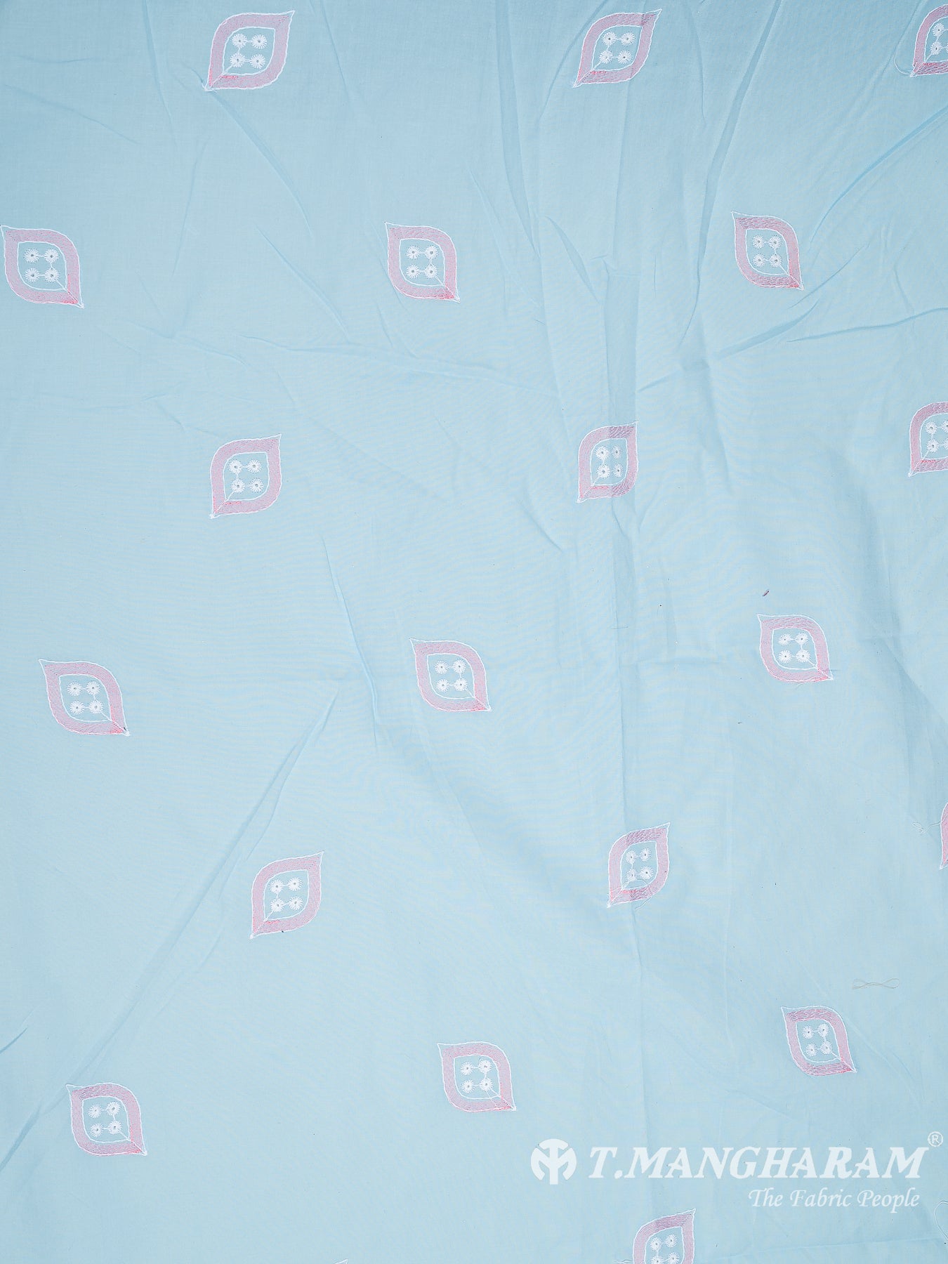 Blue Cotton Embroidery Fabric - EB7345 view-3