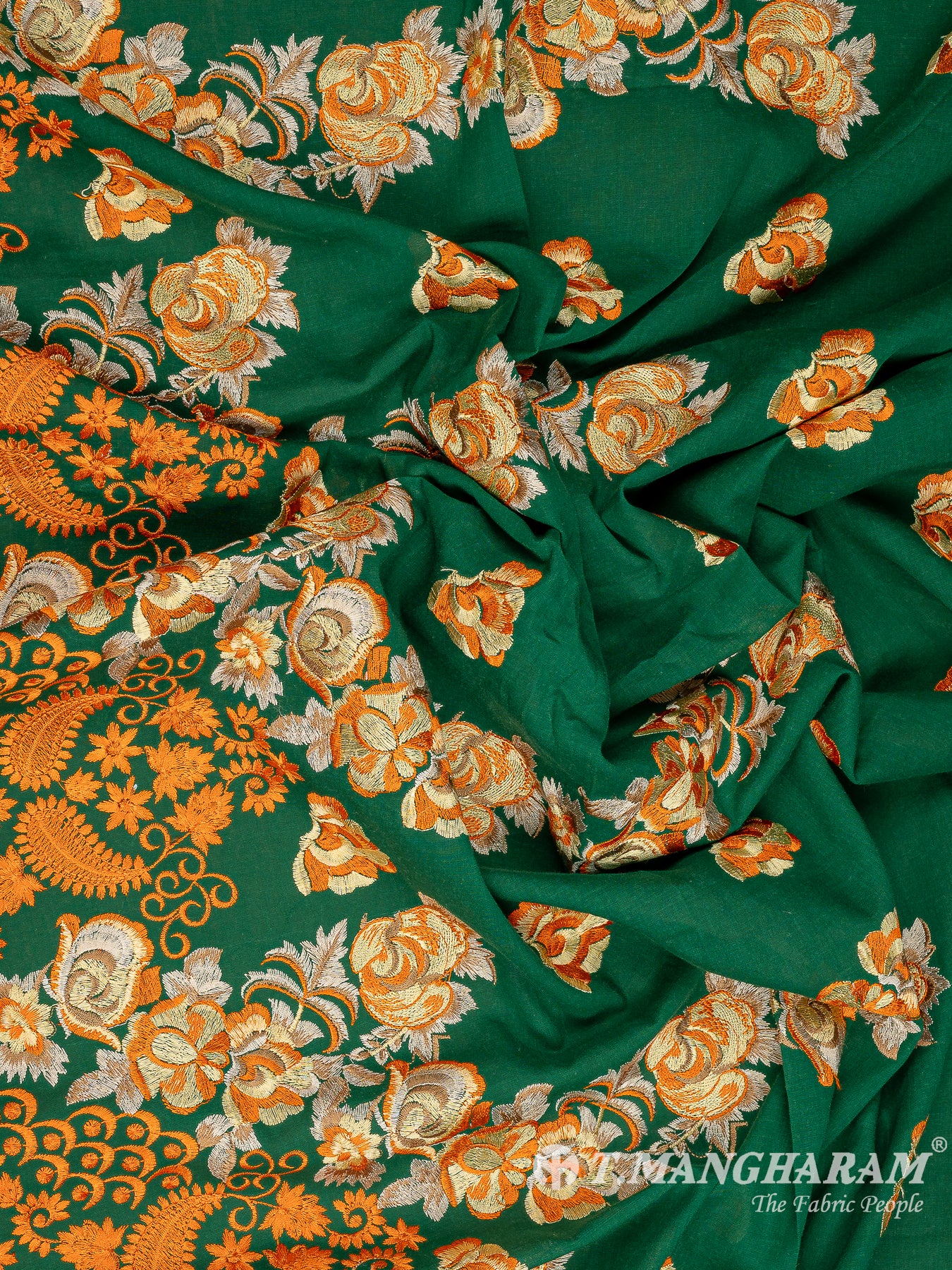 Green Cotton Embroidery Fabric - EC10008 view-4