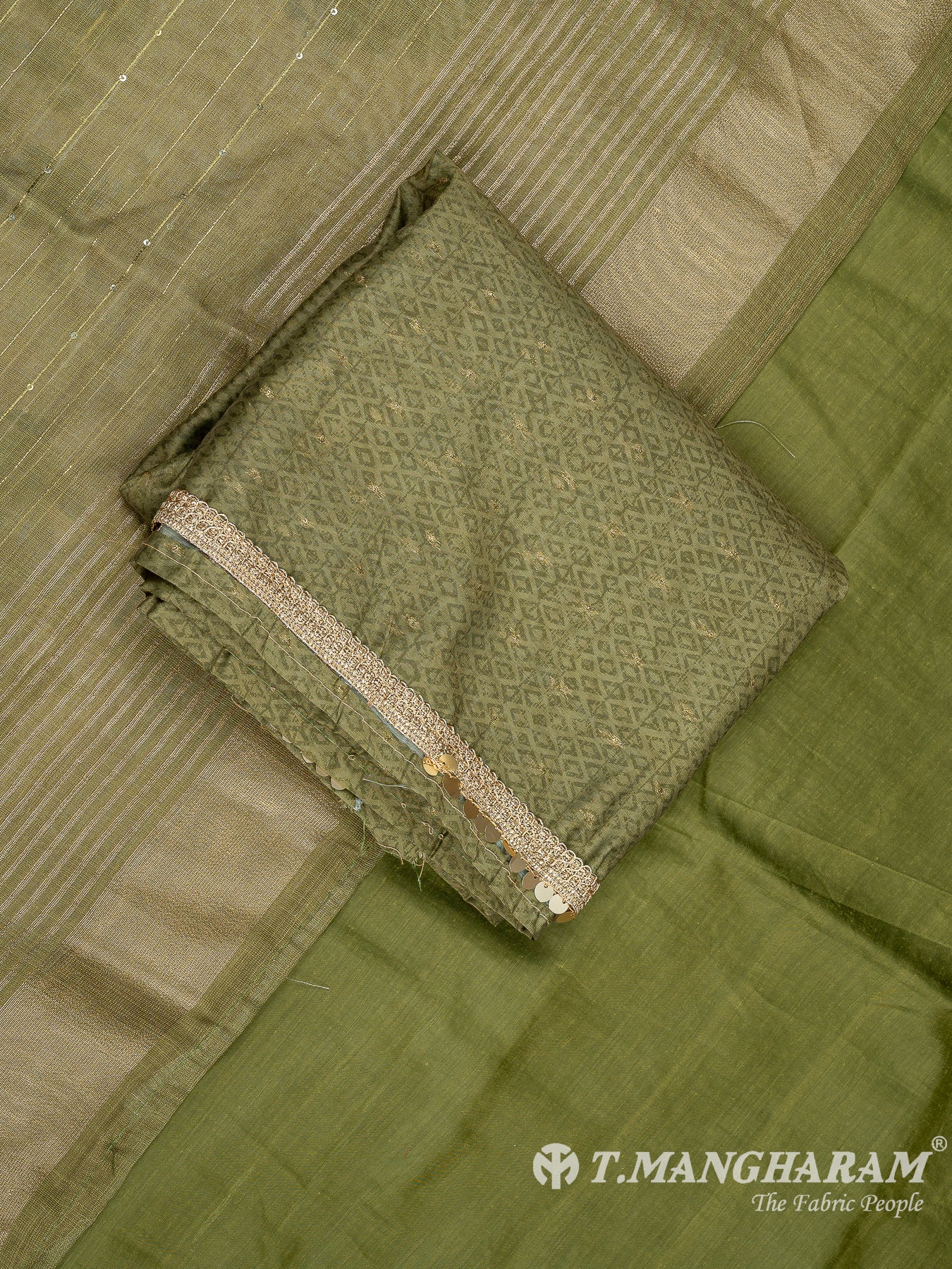 Green Silk Cotton Chudidhar Fabric Set - EG1834 view-1