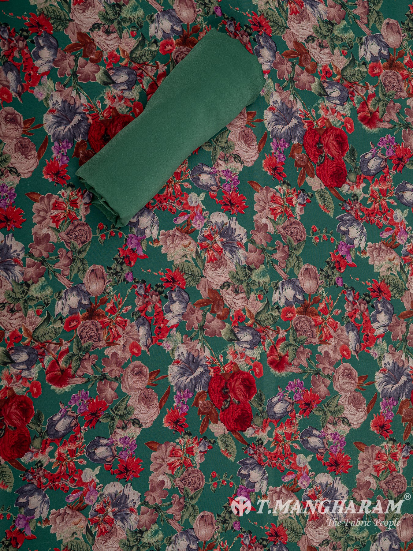 Green Crepe Chudidhar Fabric Set - EH1616 view-2