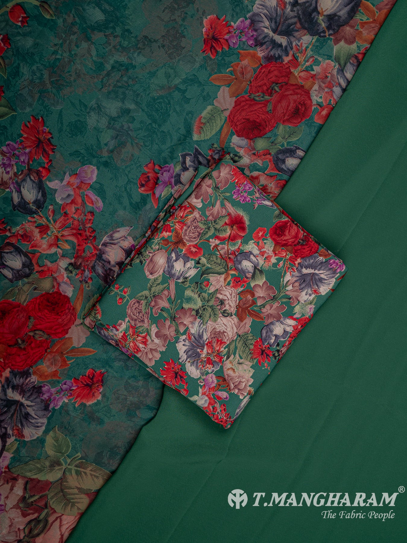 Green Crepe Chudidhar Fabric Set - EH1616 view-1