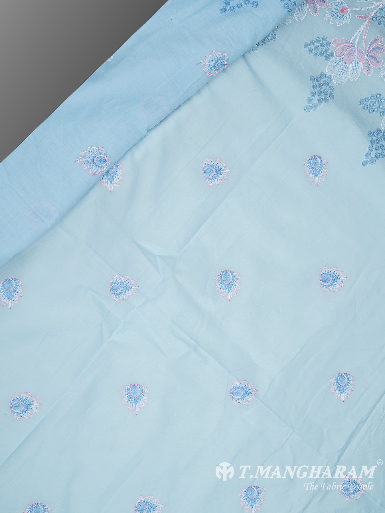 Blue Cotton Embroidery Fabric - EB7348 view-2