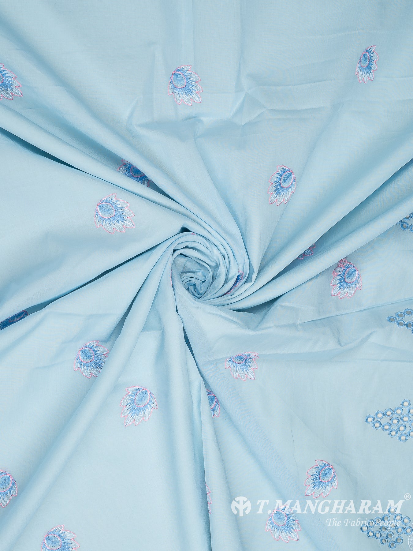 Blue Cotton Embroidery Fabric - EB7348 view-1