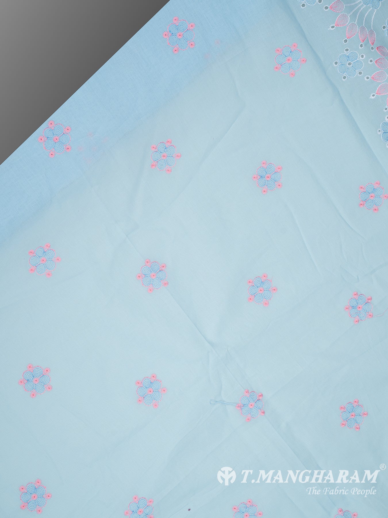 Blue Cotton Embroidery Fabric - EB7348 view-2