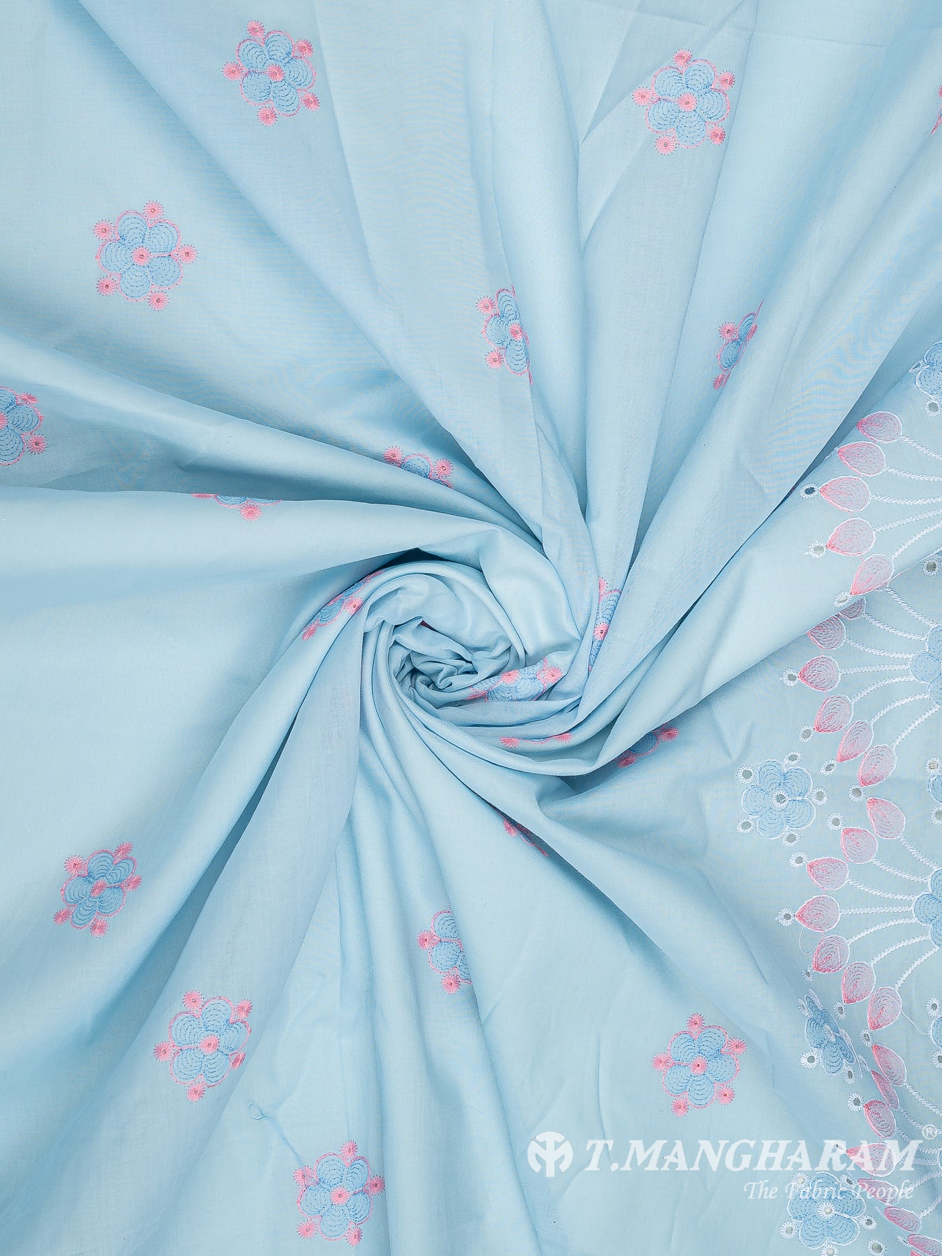 Blue Cotton Embroidery Fabric - EB7348 view-1