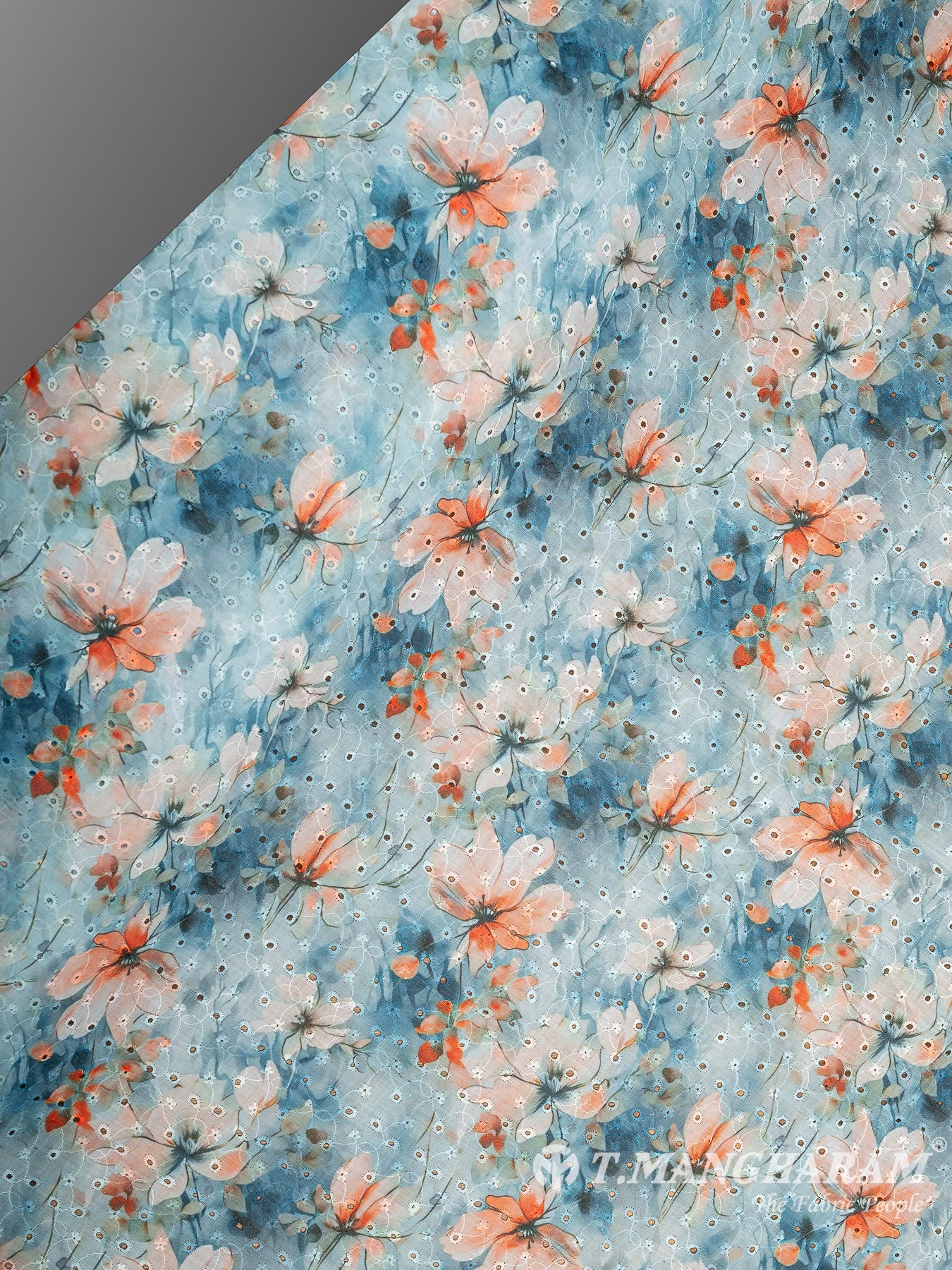 Blue Cotton Embroidery Fabric - EB7916 view-2