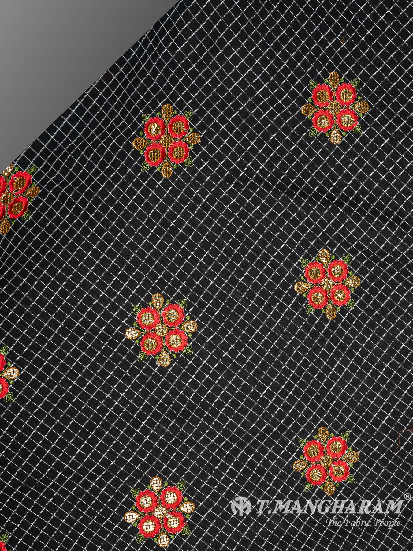 Black Cotton Embroidery Fabric - EC10011 view-2