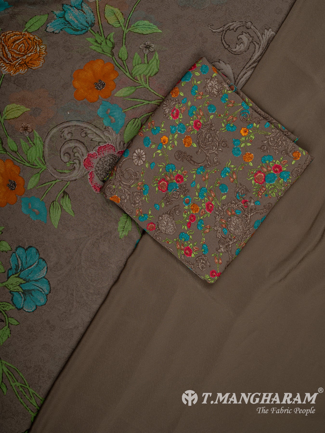 Brown Crepe Chudidhar Fabric Set - EH1644 view-1