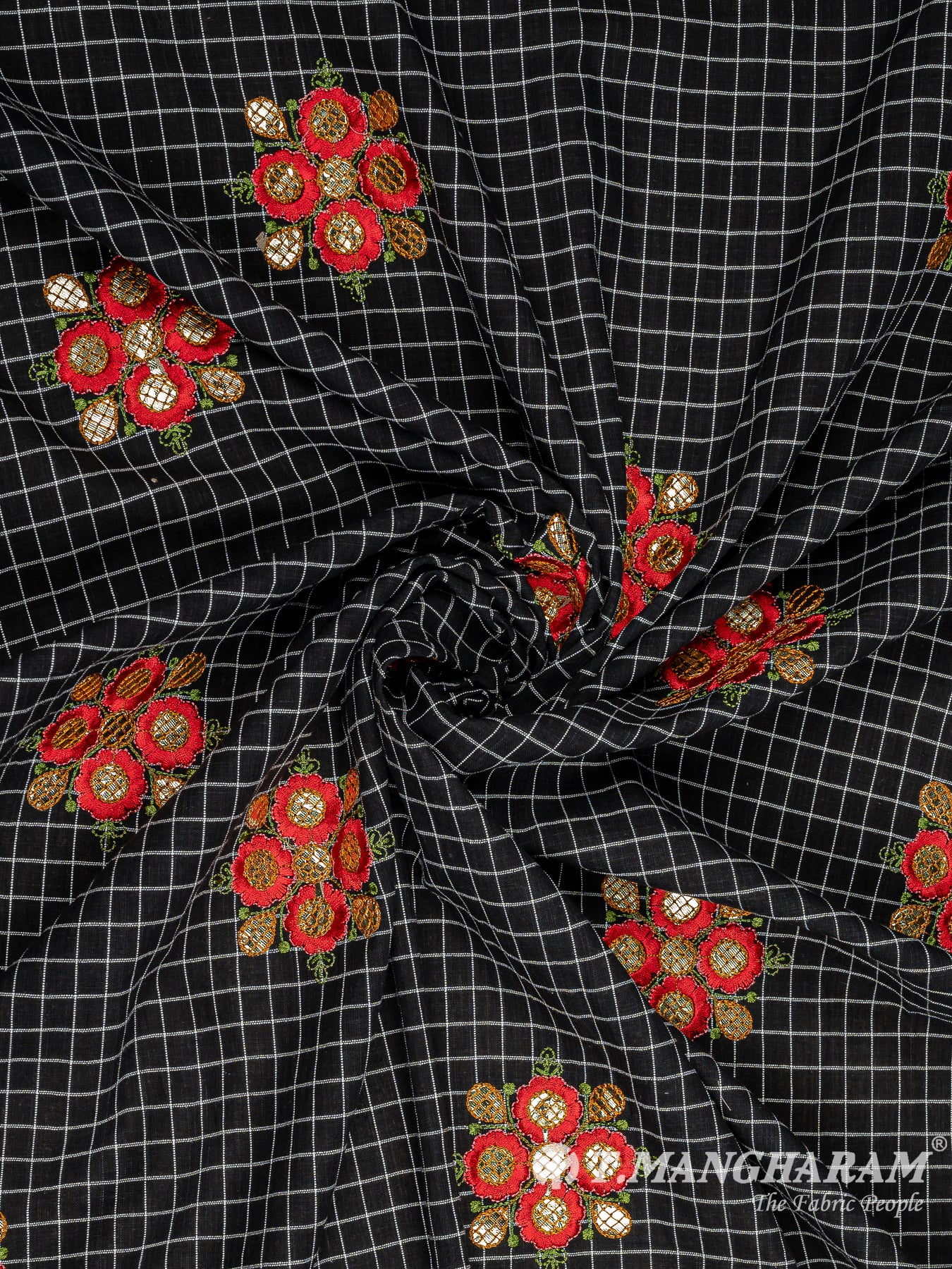 Black Cotton Embroidery Fabric - EC10011 view-1