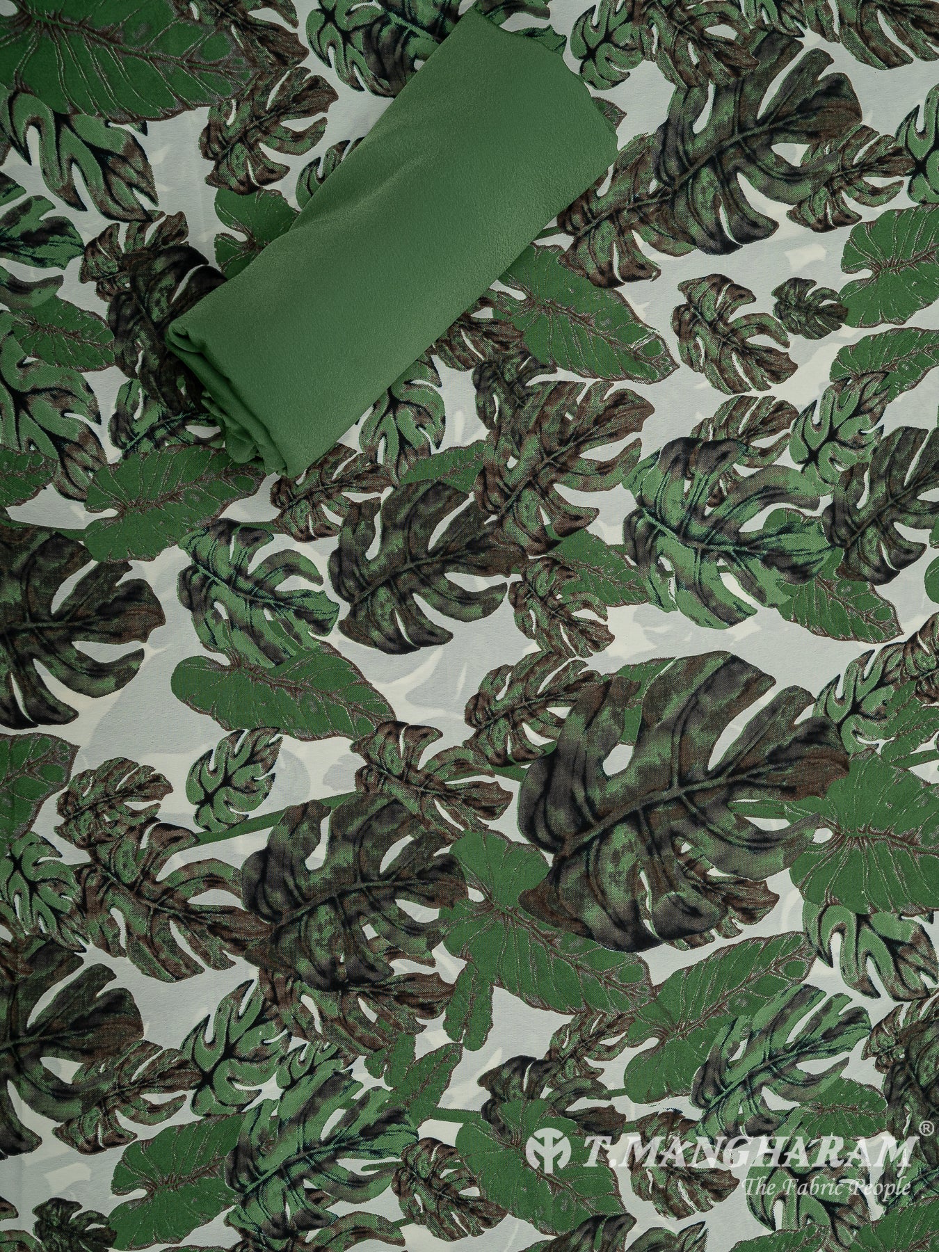 Green Crepe Chudidhar Fabric Set - EH1641 view-2