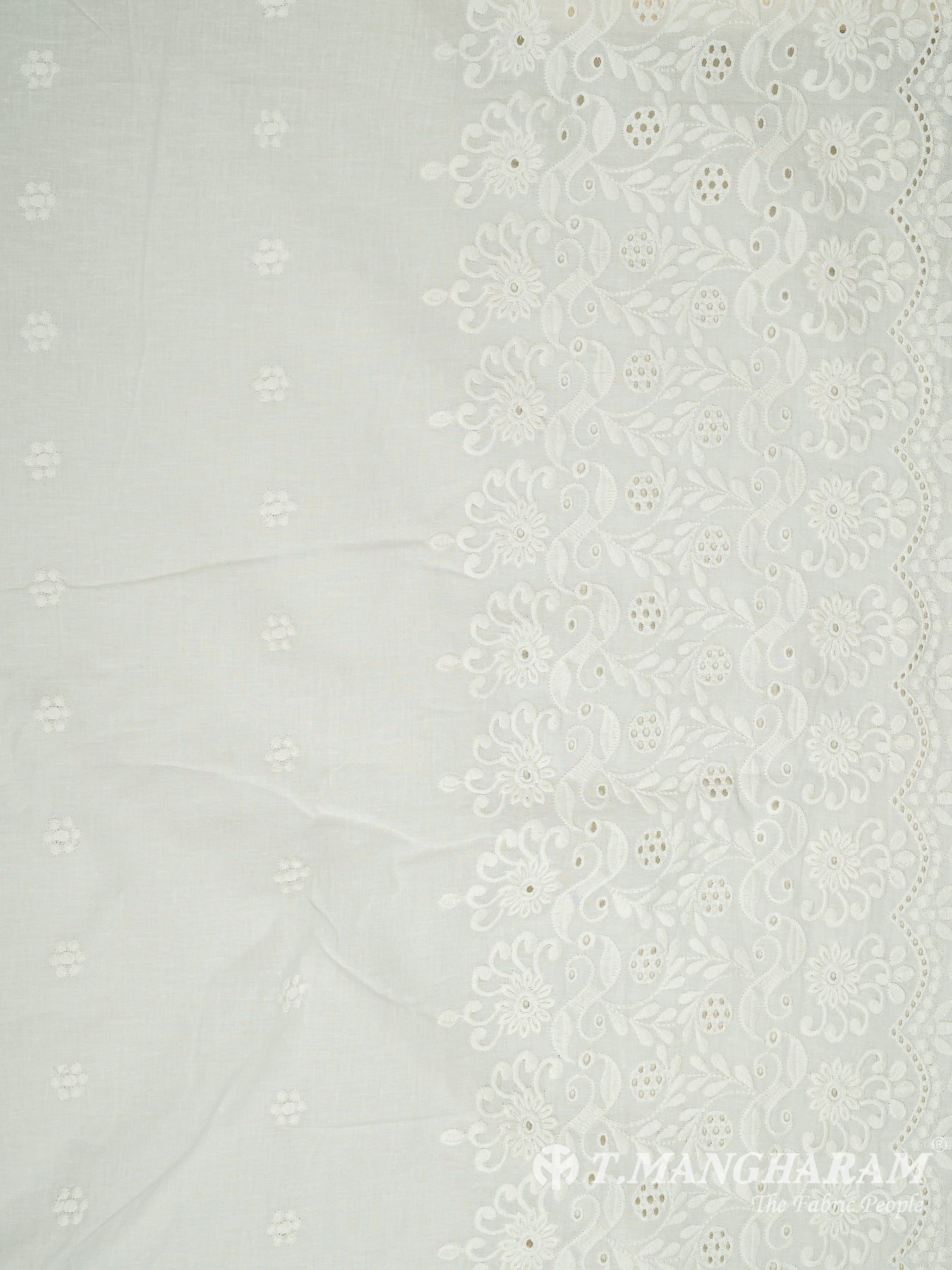 Off White Cotton Embroidery Fabric - EA2945 view-5