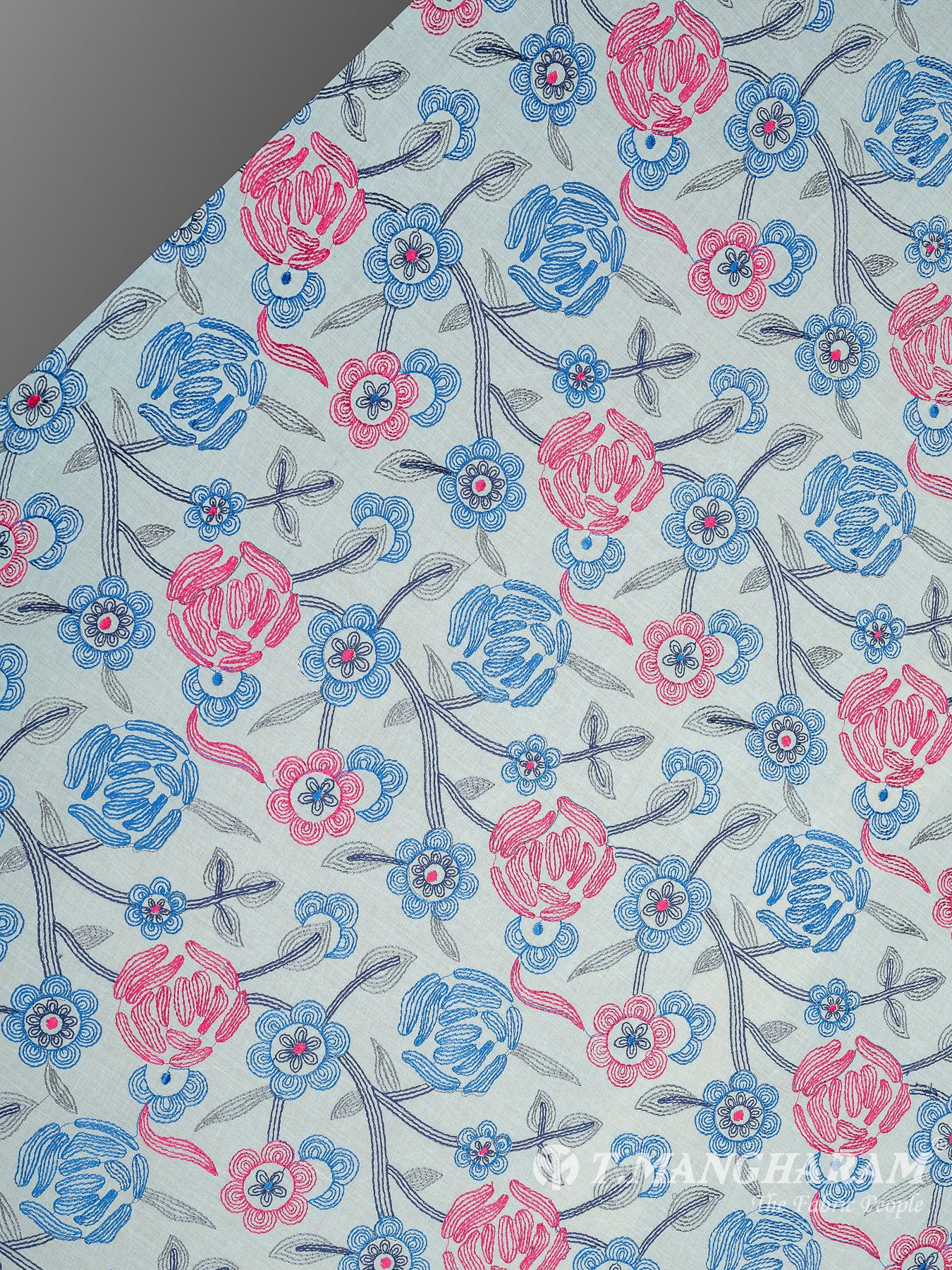 Blue Cotton Embroidery Fabric - EC10010 view-2