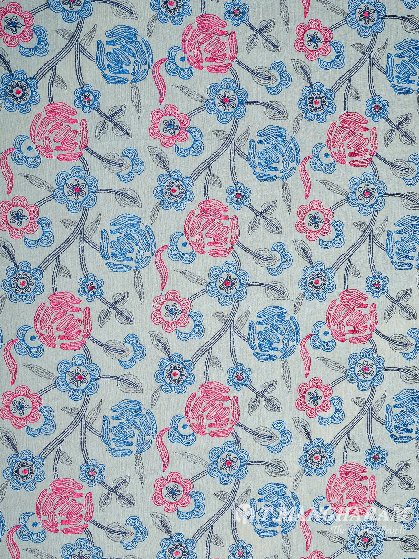 Blue Cotton Embroidery Fabric - EC10010 view-3