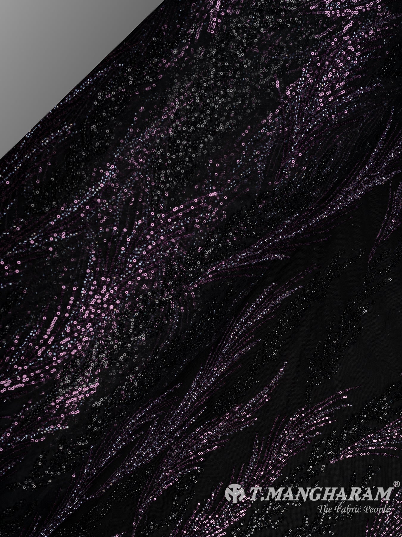 Black Sequin Net Fabric - EC8917 view-2