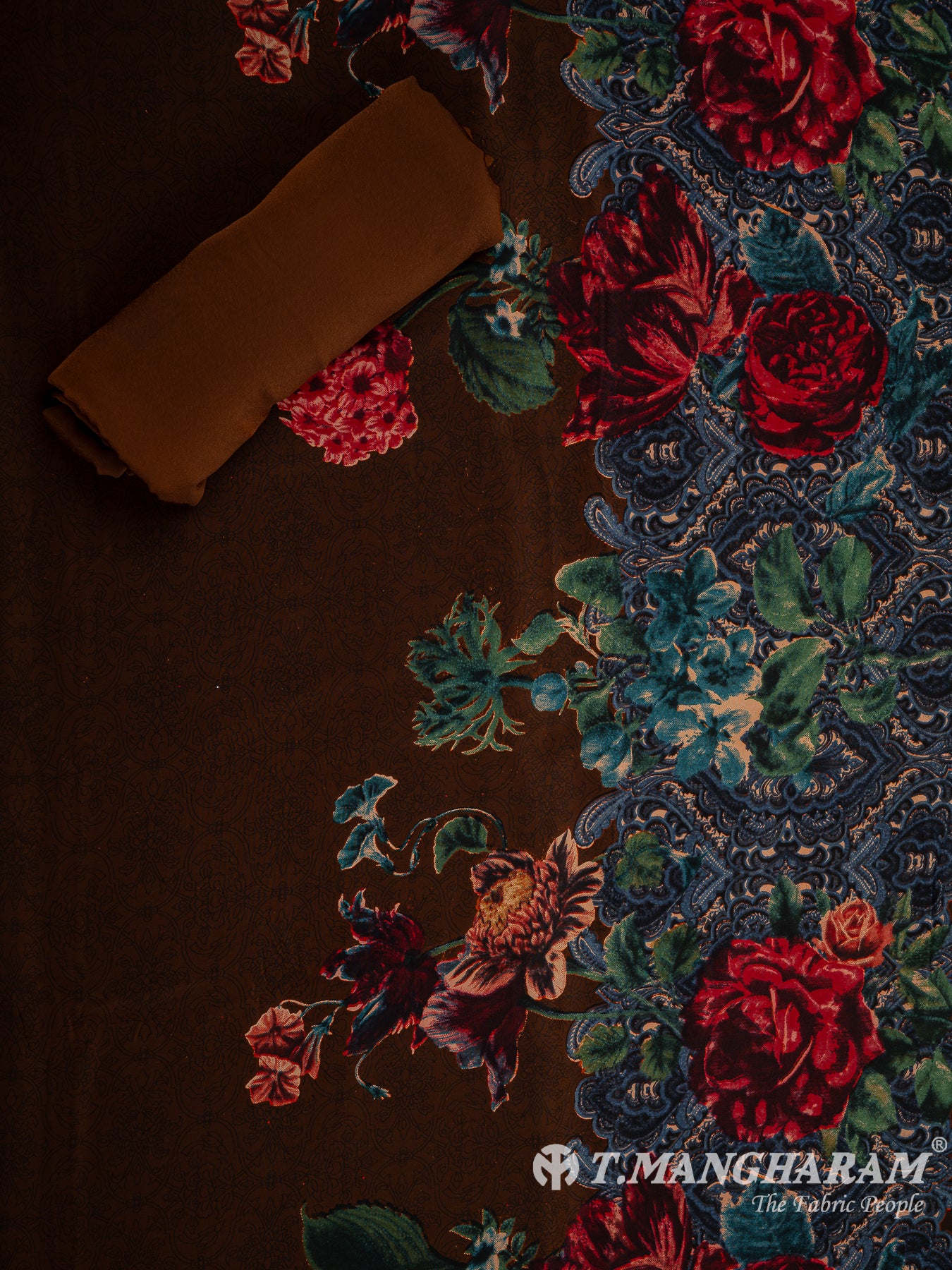 Brown Crepe Chudidhar Fabric Set - EH1647 view-2