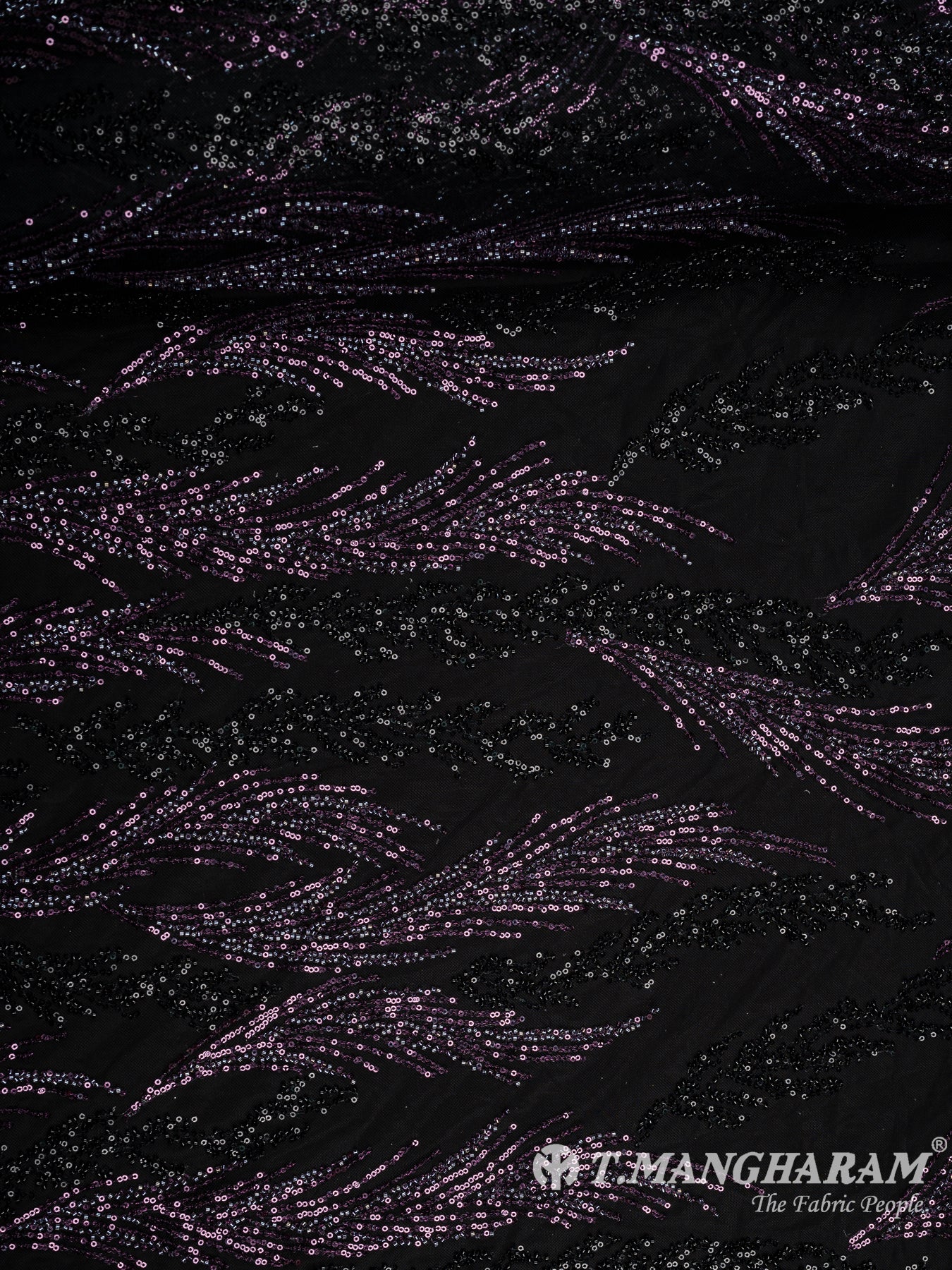 Black Sequin Net Fabric - EC8917 view-3