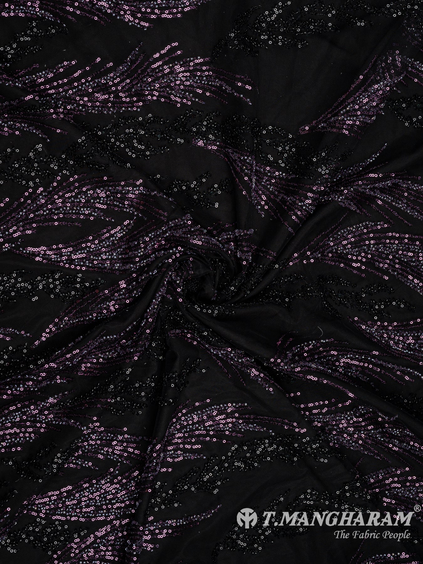 Black Sequin Net Fabric - EC8917 view-1