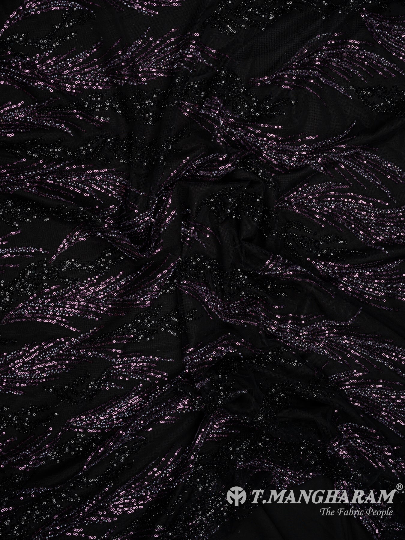 Black Sequin Net Fabric - EC8917 view-4