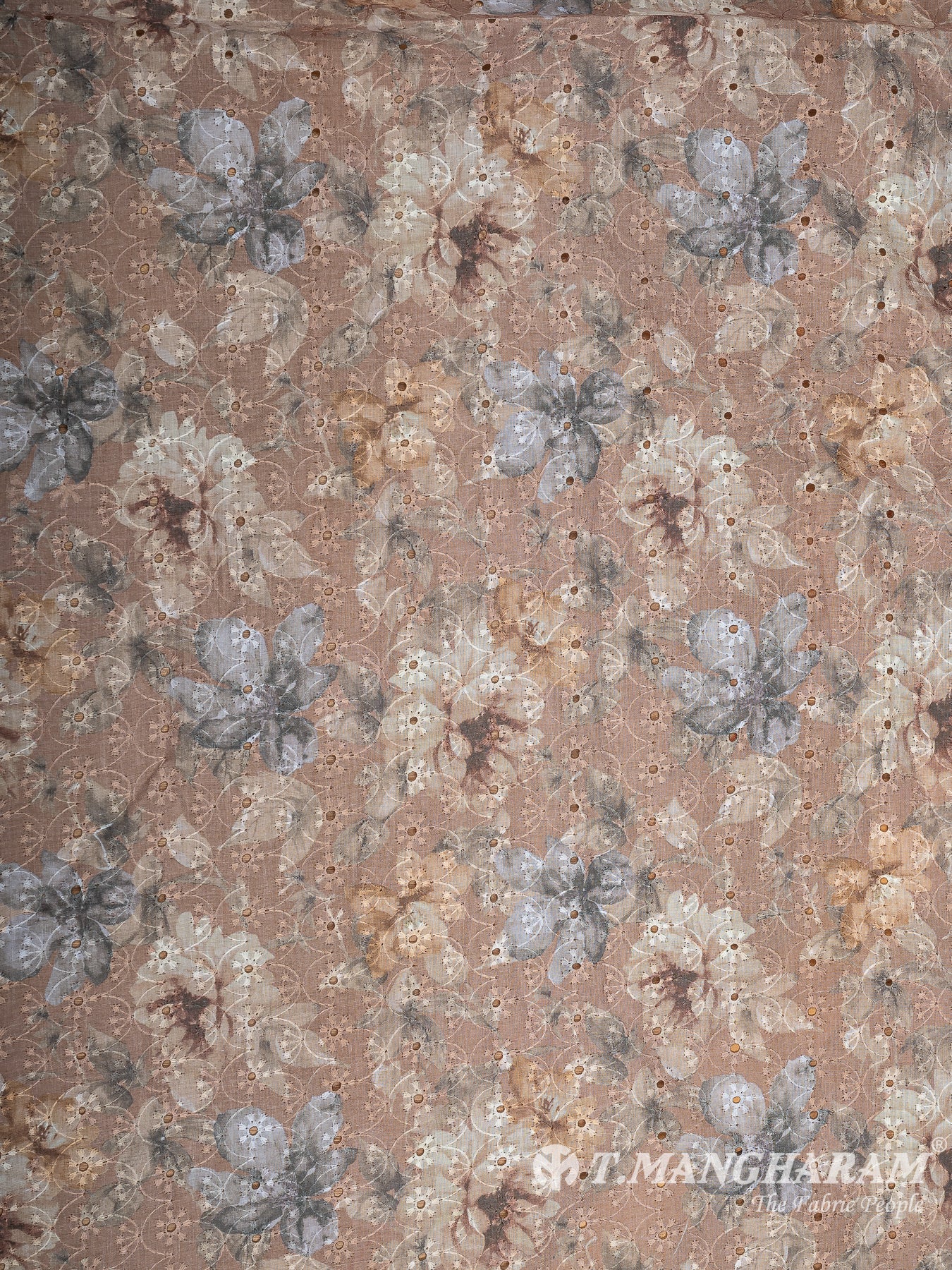 Brown Cotton Embroidery Fabric - EB7919