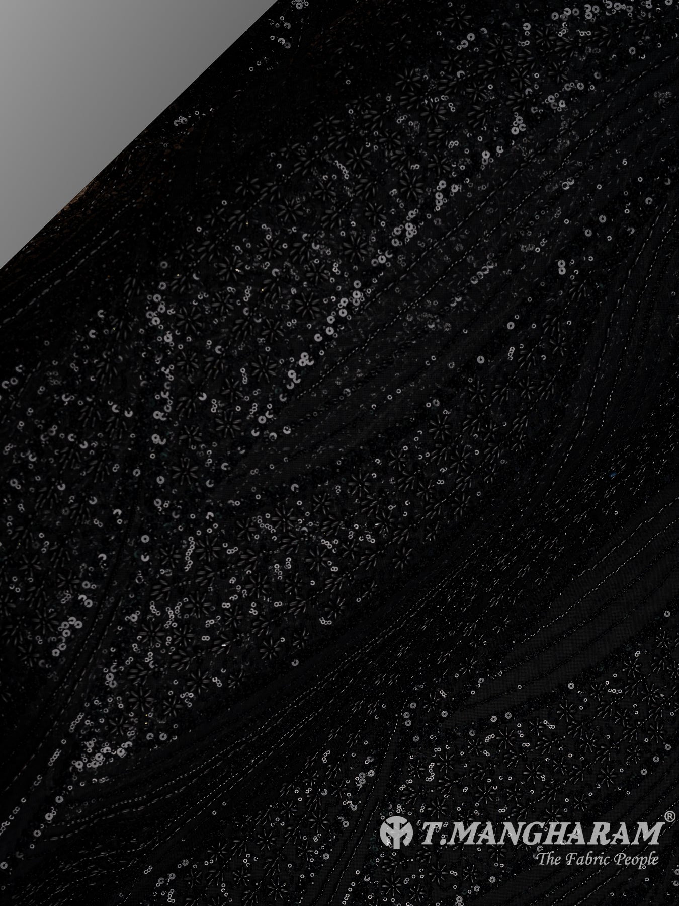 Black Sequin Net Fabric - EB6834 view-2