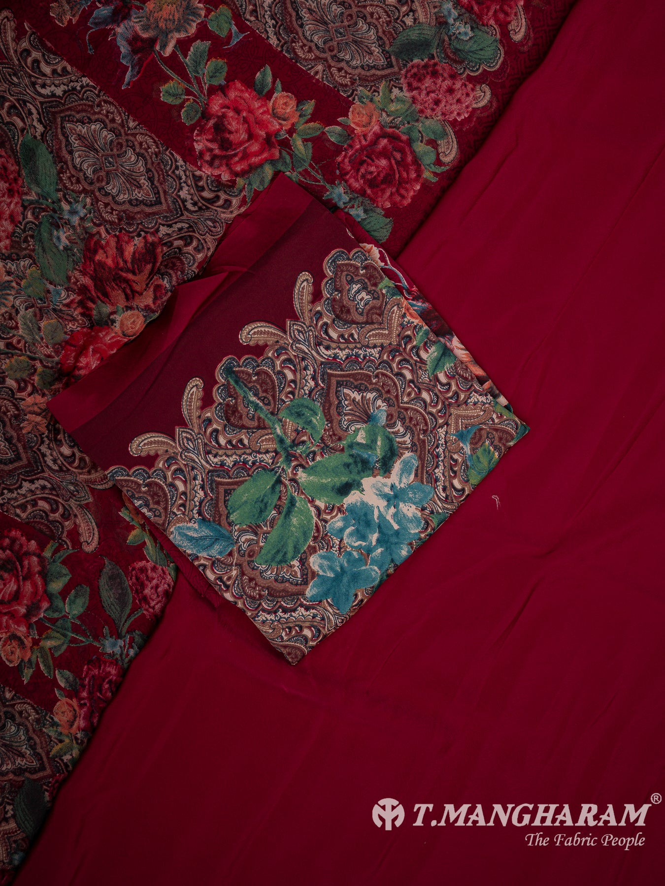 Maroon Crepe Chudidhar Fabric Set - EH1653 view-1