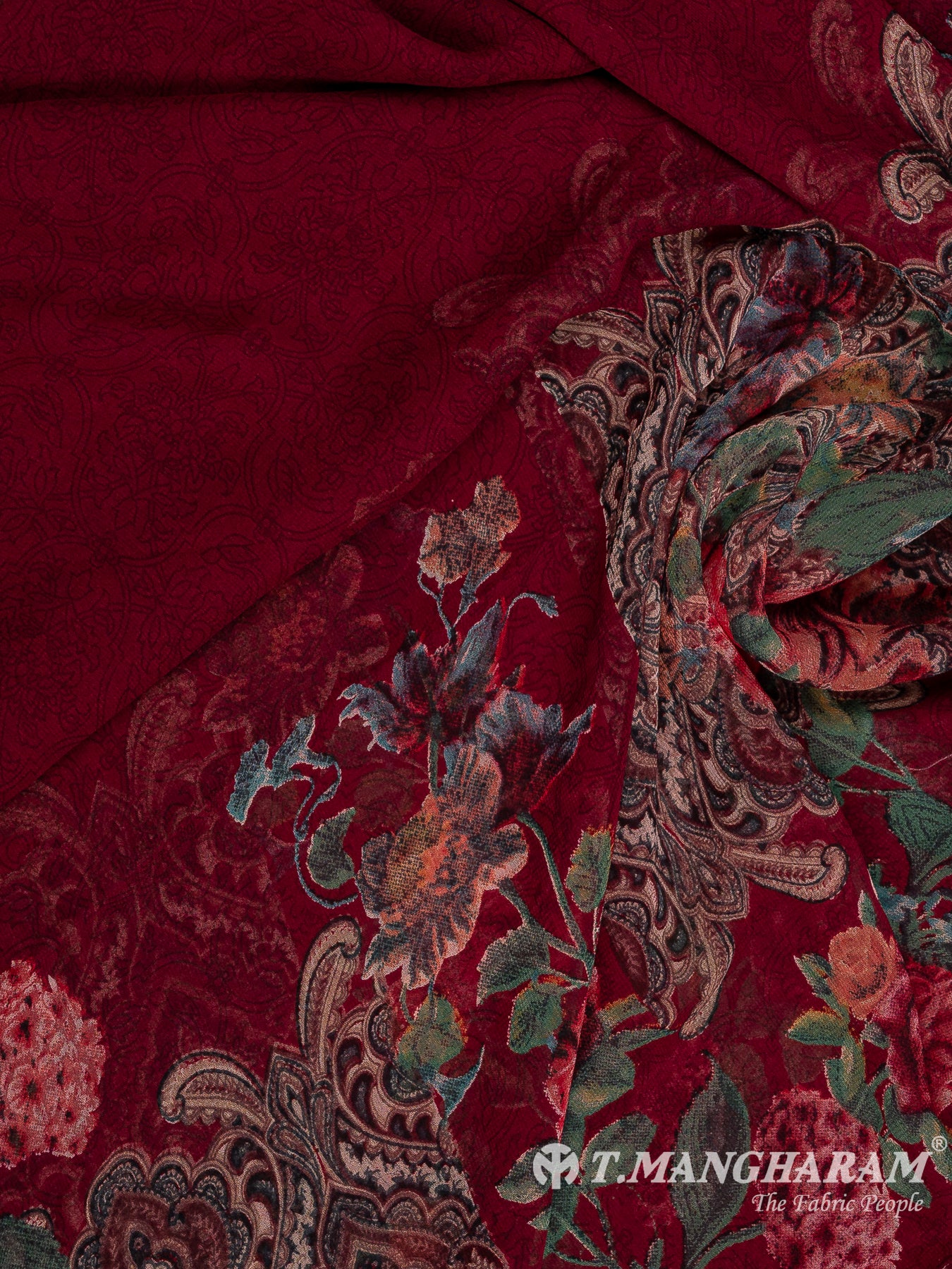 Maroon Crepe Chudidhar Fabric Set - EH1653 view-3