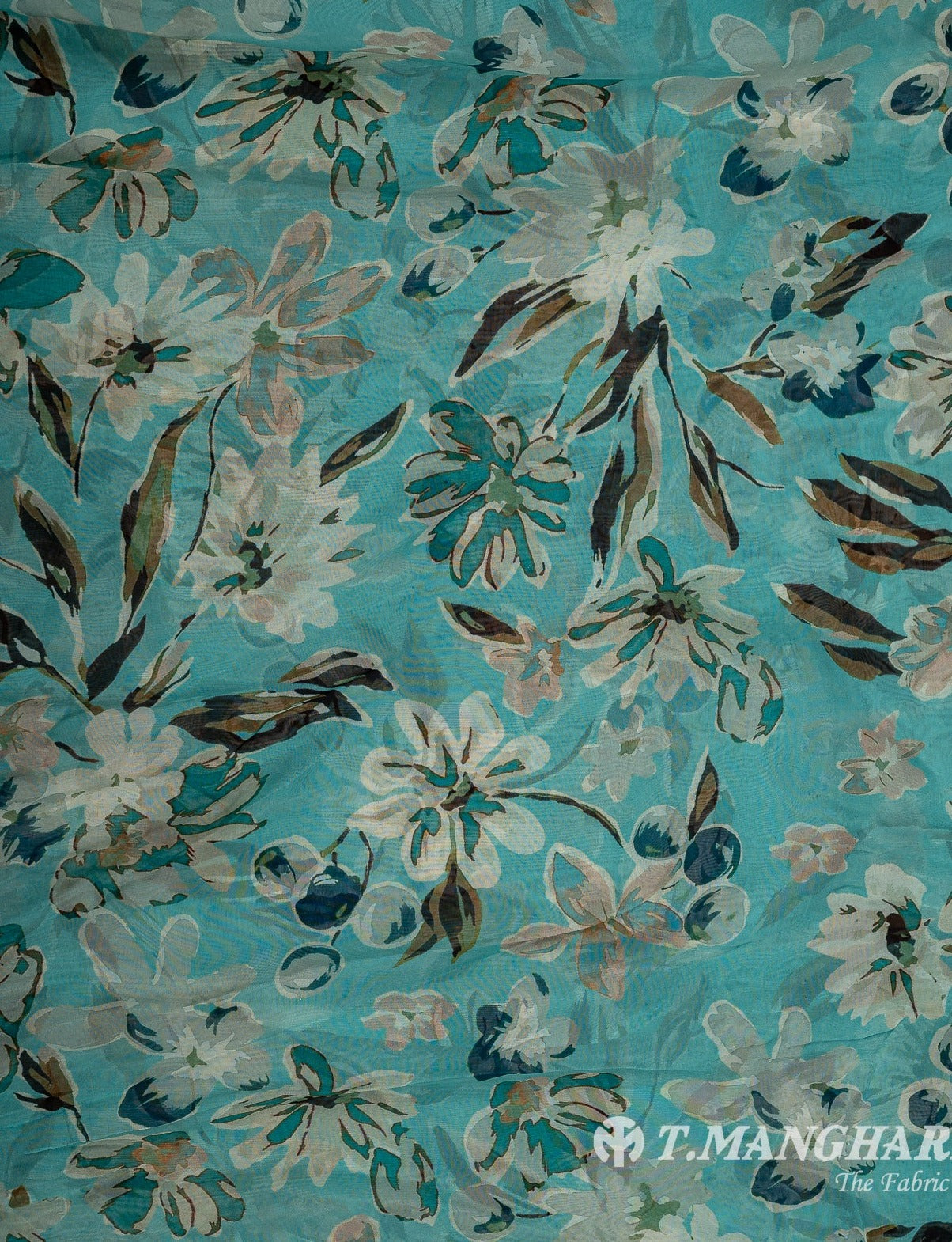 Sea Blue Organza Tissue Fabric - EC9815 view-4