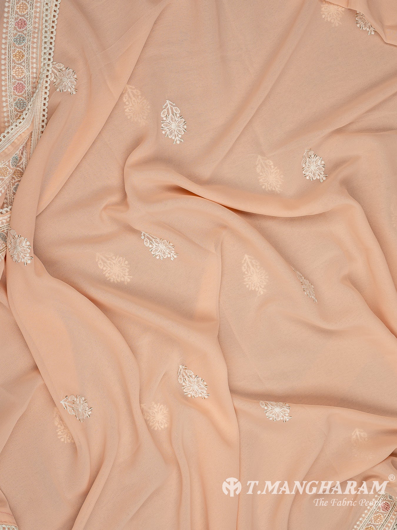 Peach Georgette Chudidhar Fabric Set - EH1713 view-3