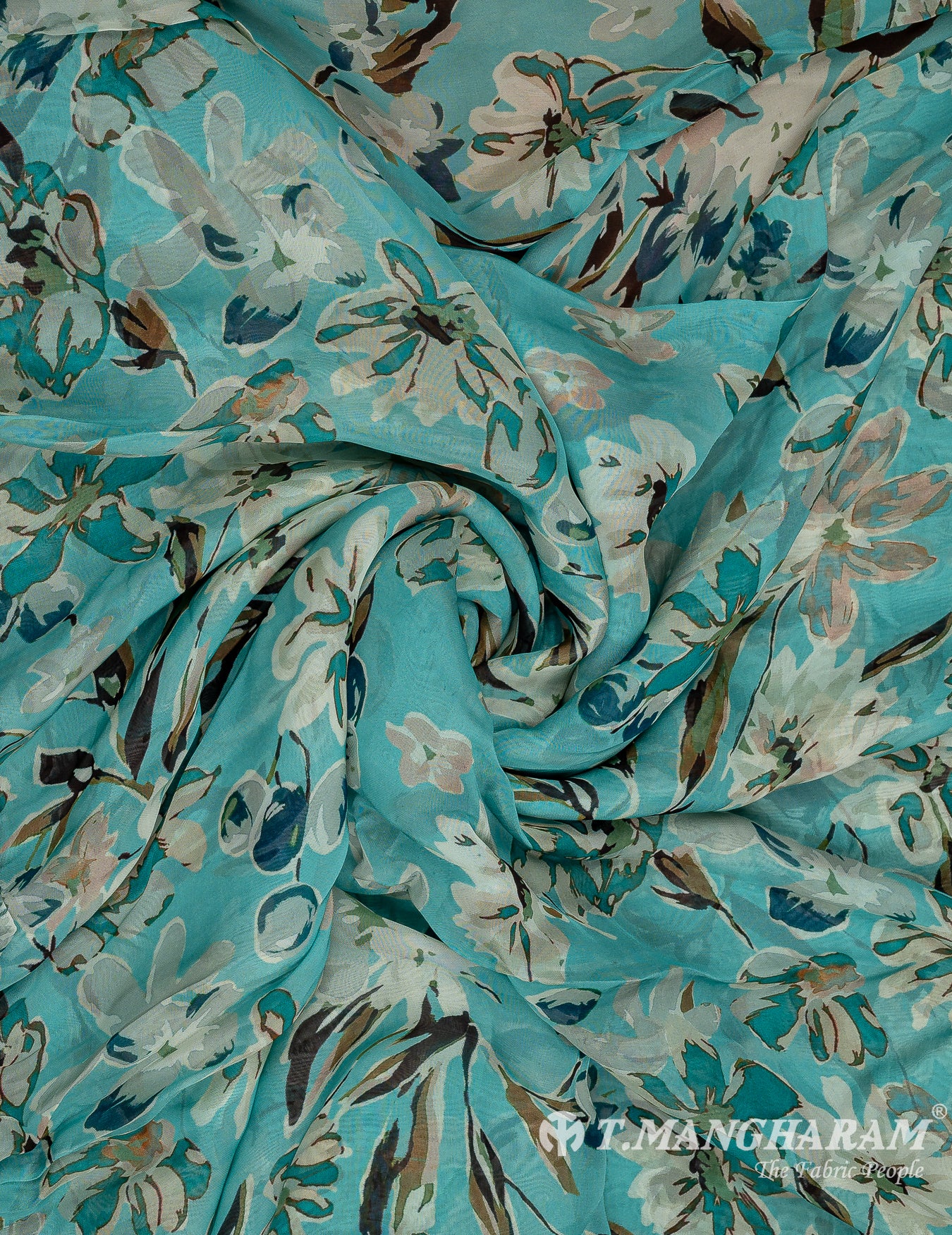 Sea Blue Organza Tissue Fabric - EC9815 view-1