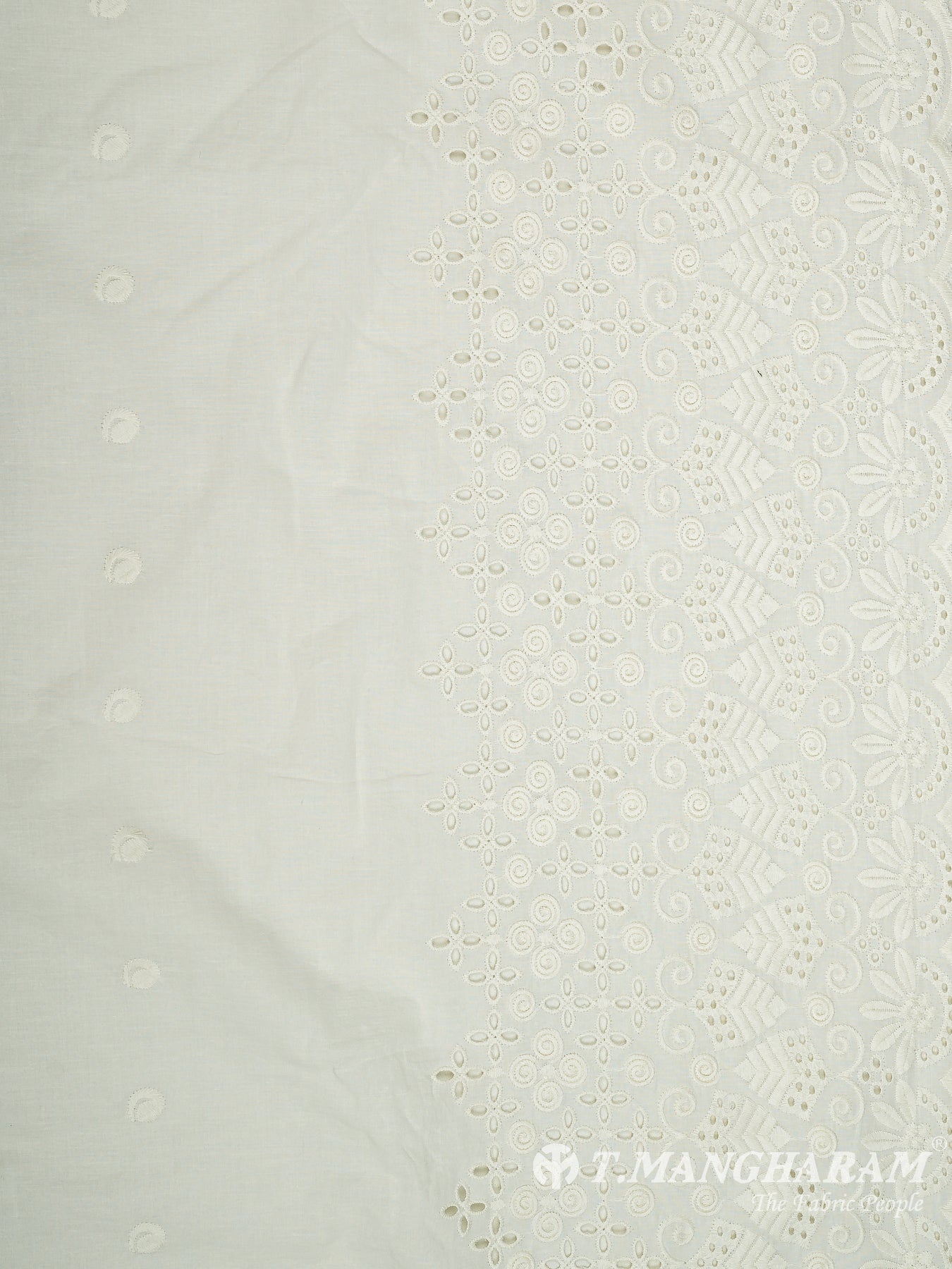 Off White Cotton Embroidery Fabric - EA2946 view-5