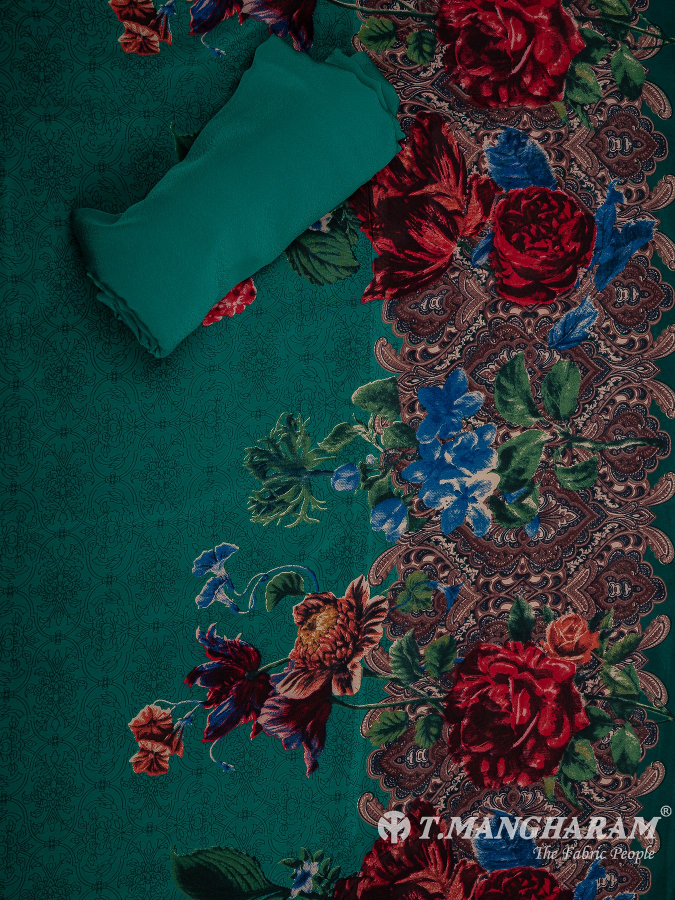 Green Crepe Chudidhar Fabric Set - EH1652 view-2