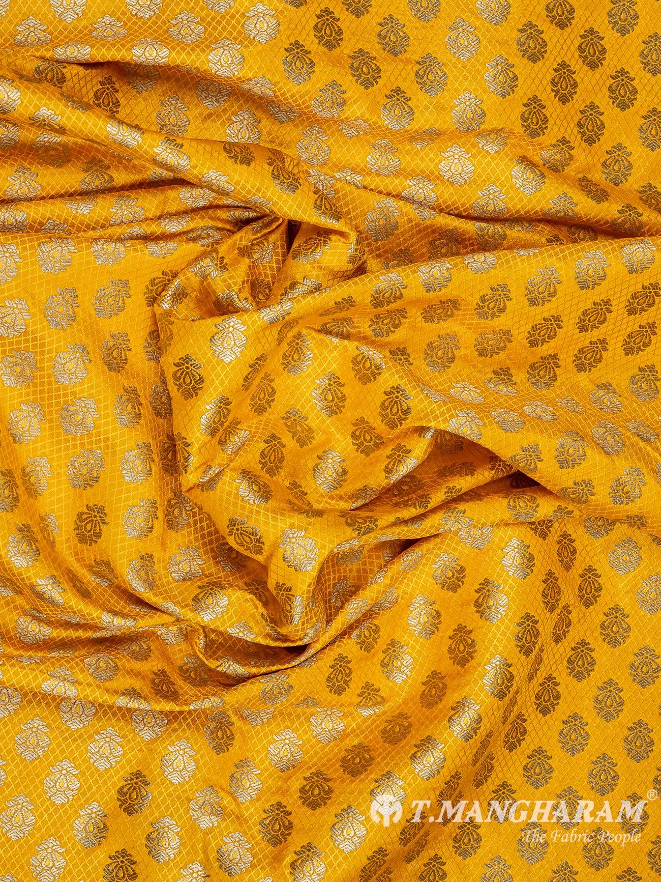 Yellow Banaras Fabric - EC9437 view-4