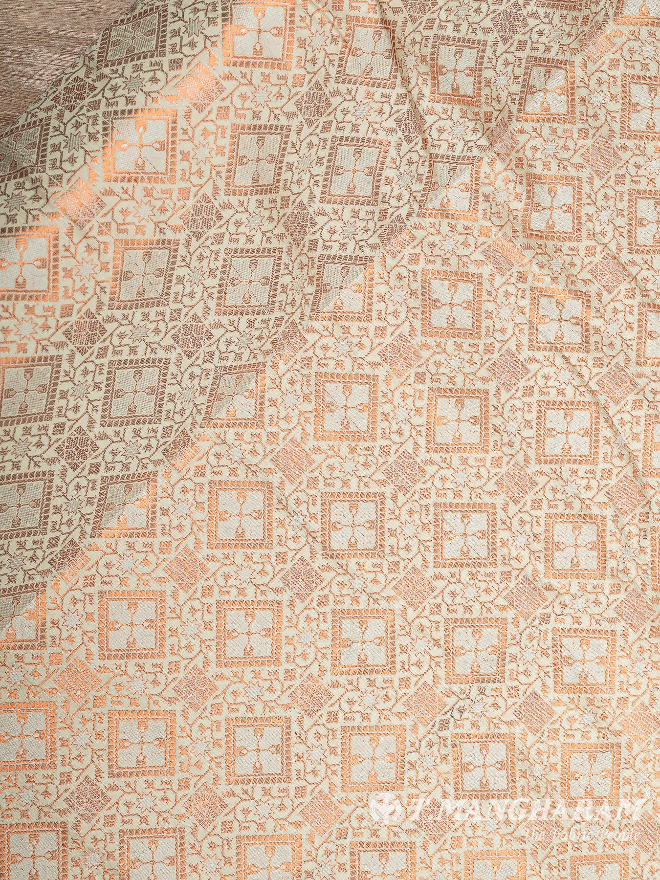 Cream Semi Banaras Fabric - EB6708 view-3