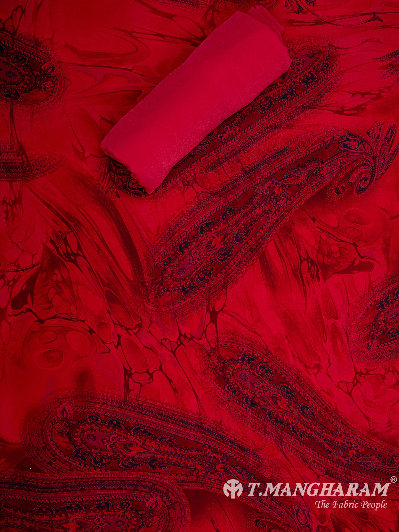 Red Crepe Chudidhar Fabric Set - EH1678 view-2