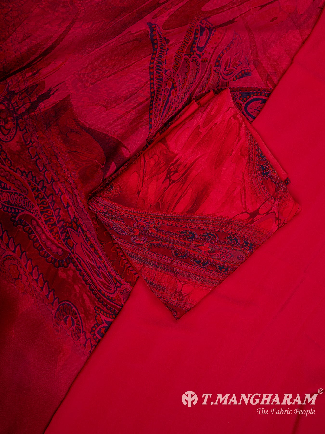 Red Crepe Chudidhar Fabric Set - EH1678 view-1