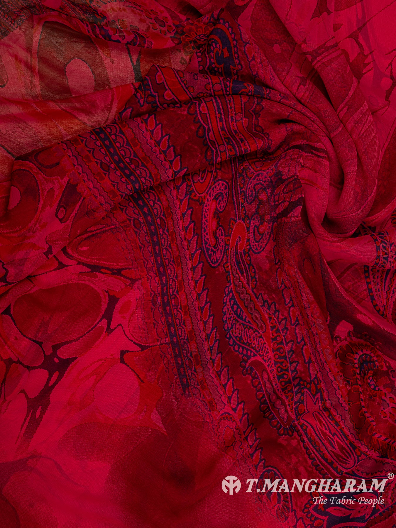 Red Crepe Chudidhar Fabric Set - EH1678 view-3