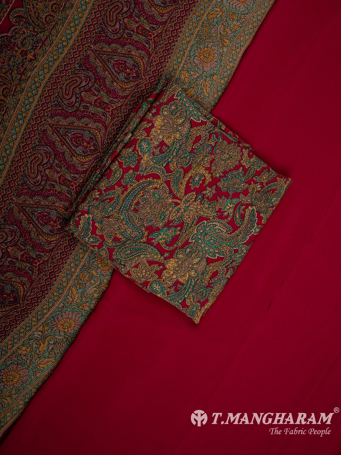 Maroon Crepe Chudidhar Fabric Set - EH1683 view-1