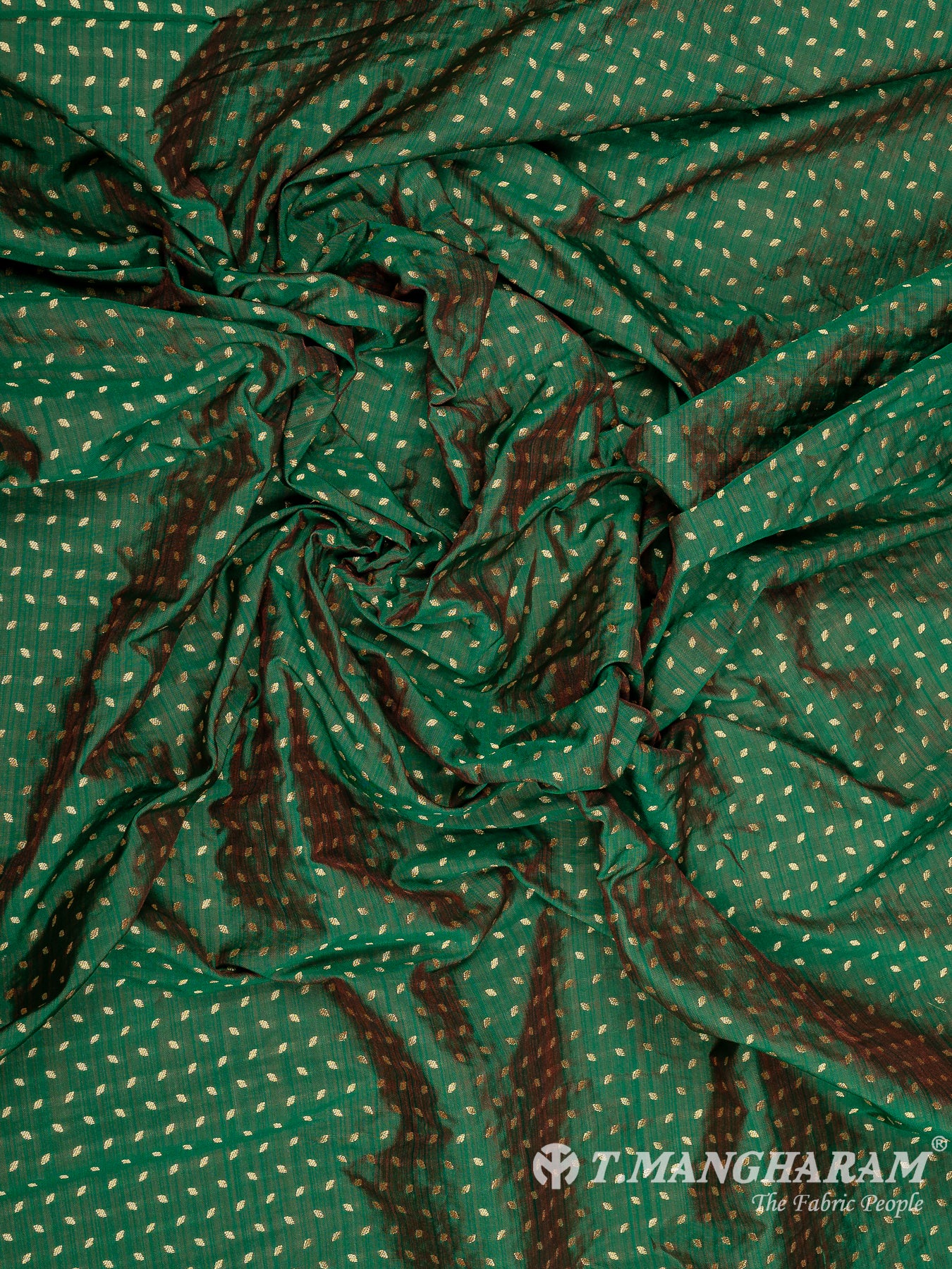 Green Semi Banaras Fabric - EC10101 view-4