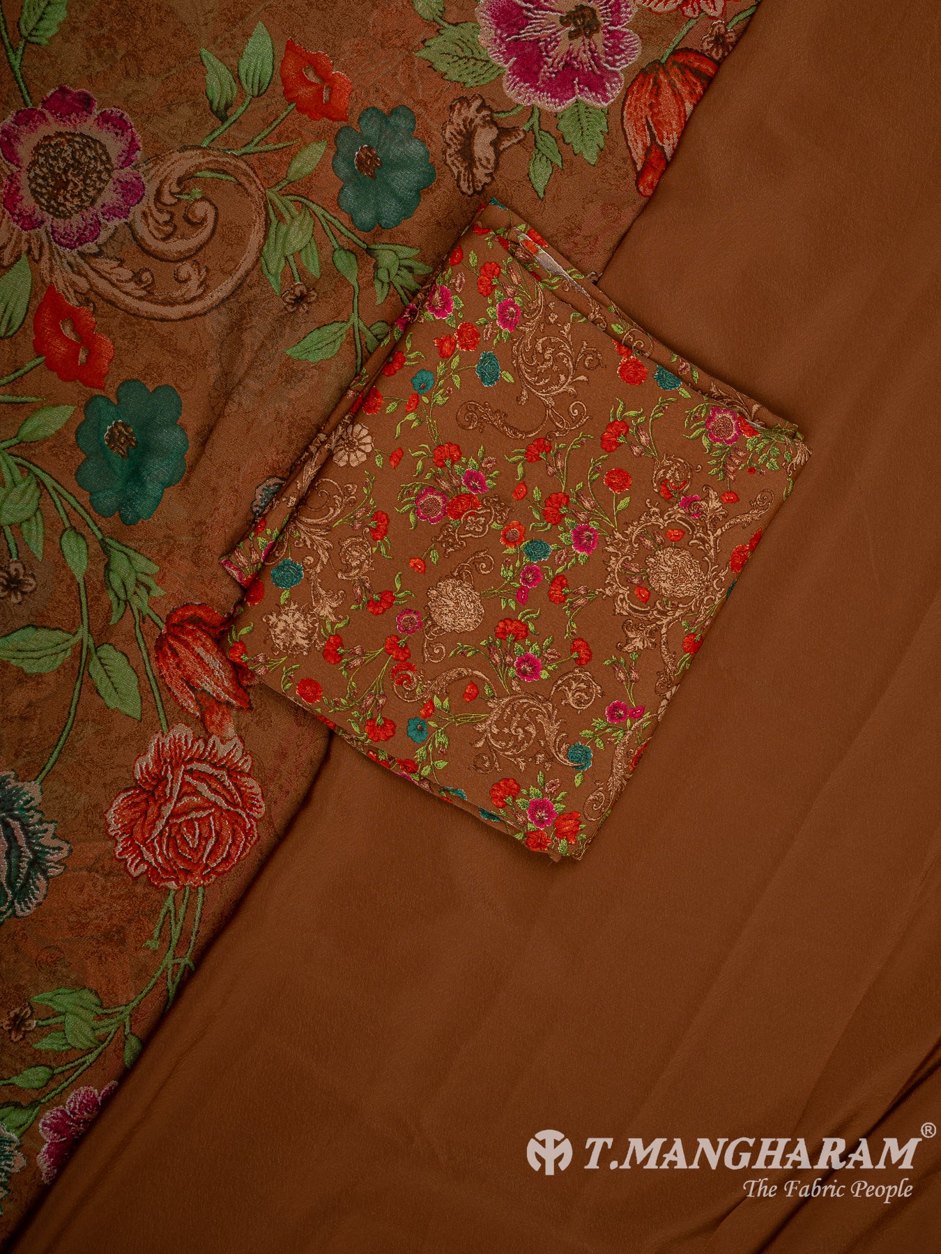 Brown Crepe Chudidhar Fabric Set - EH1645 view-1