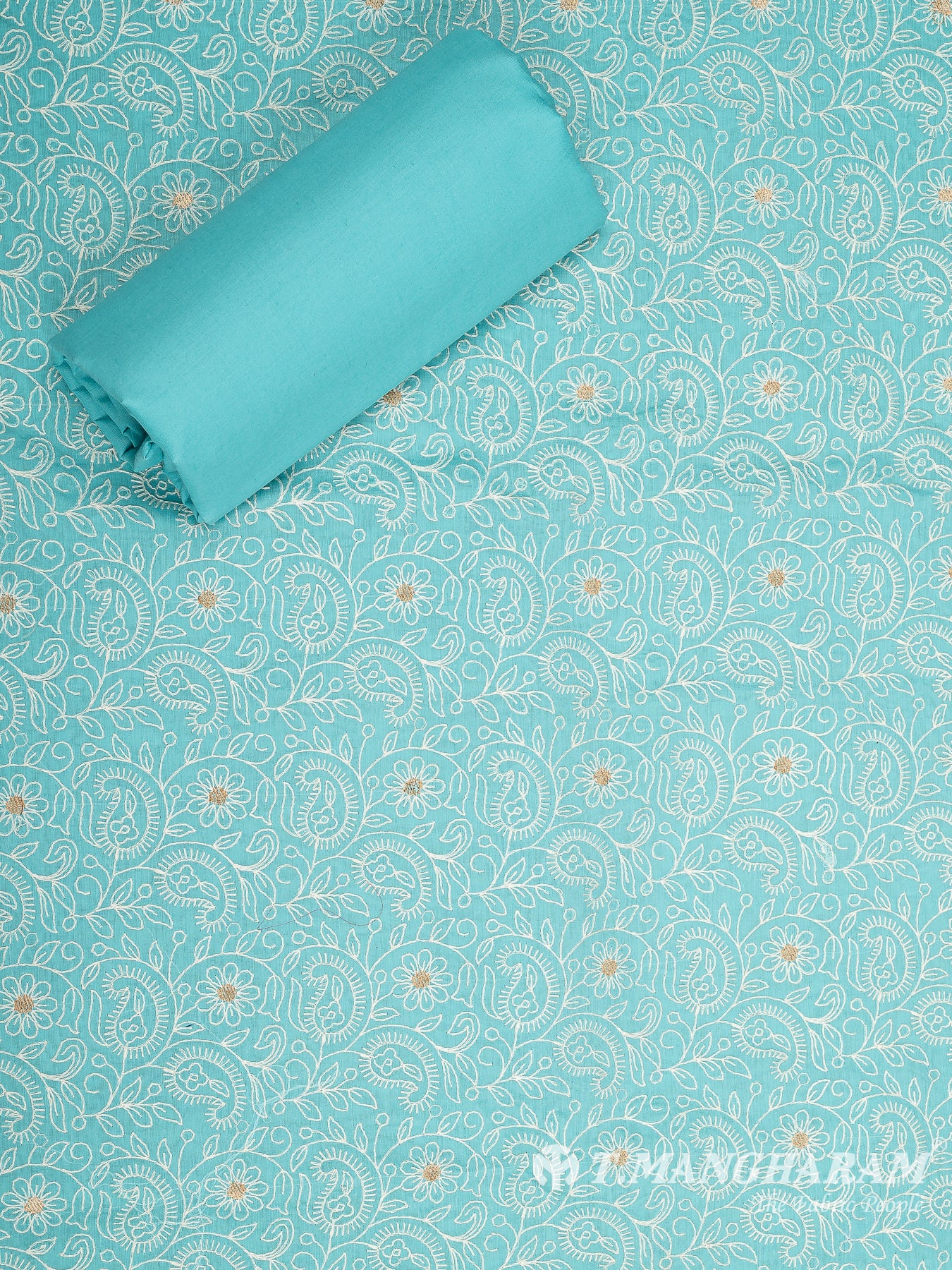 Blue Silk Cotton Chudidhar Fabric Set - EG1828 view-2