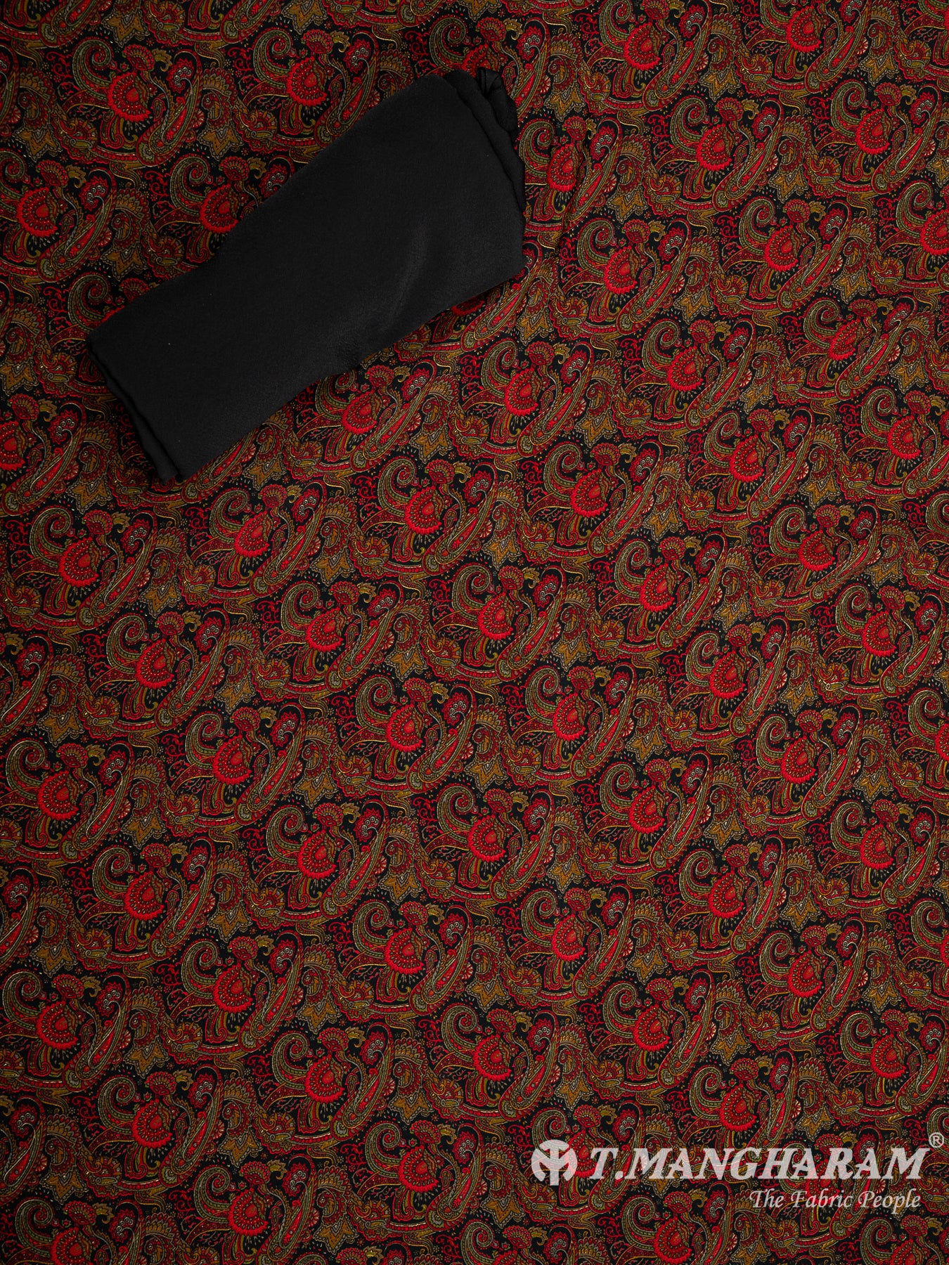Black Crepe Chudidhar Fabric Set - EH1628 view-2