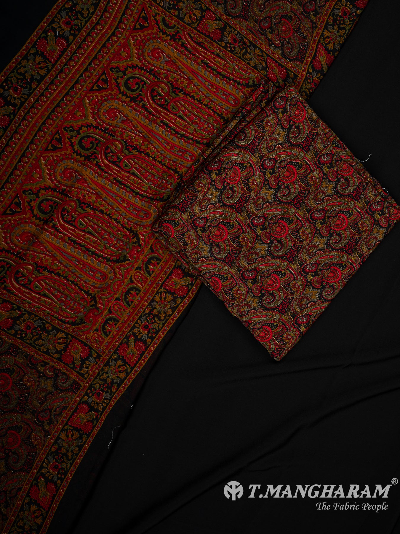 Black Crepe Chudidhar Fabric Set - EH1628 view-1
