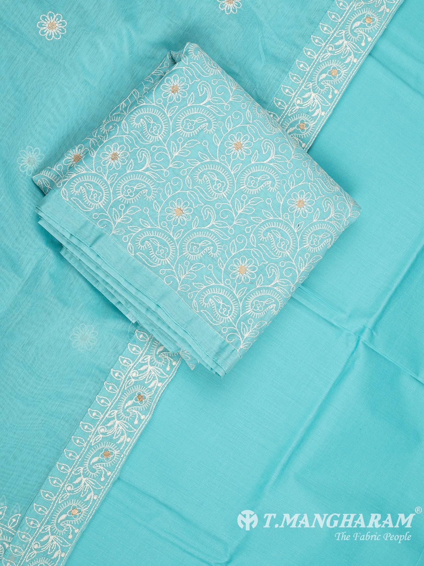 Blue Silk Cotton Chudidhar Fabric Set - EG1828 view01