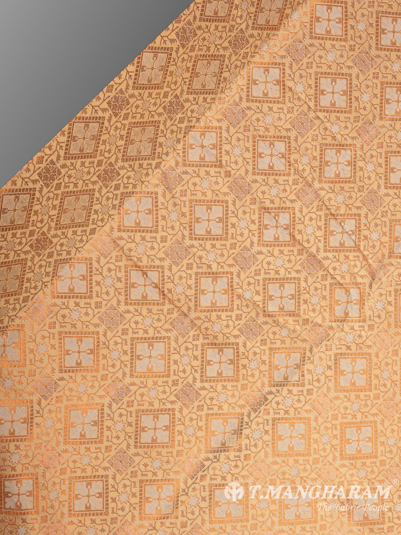 Peach Semi Banaras Fabric - EB6711 view-2