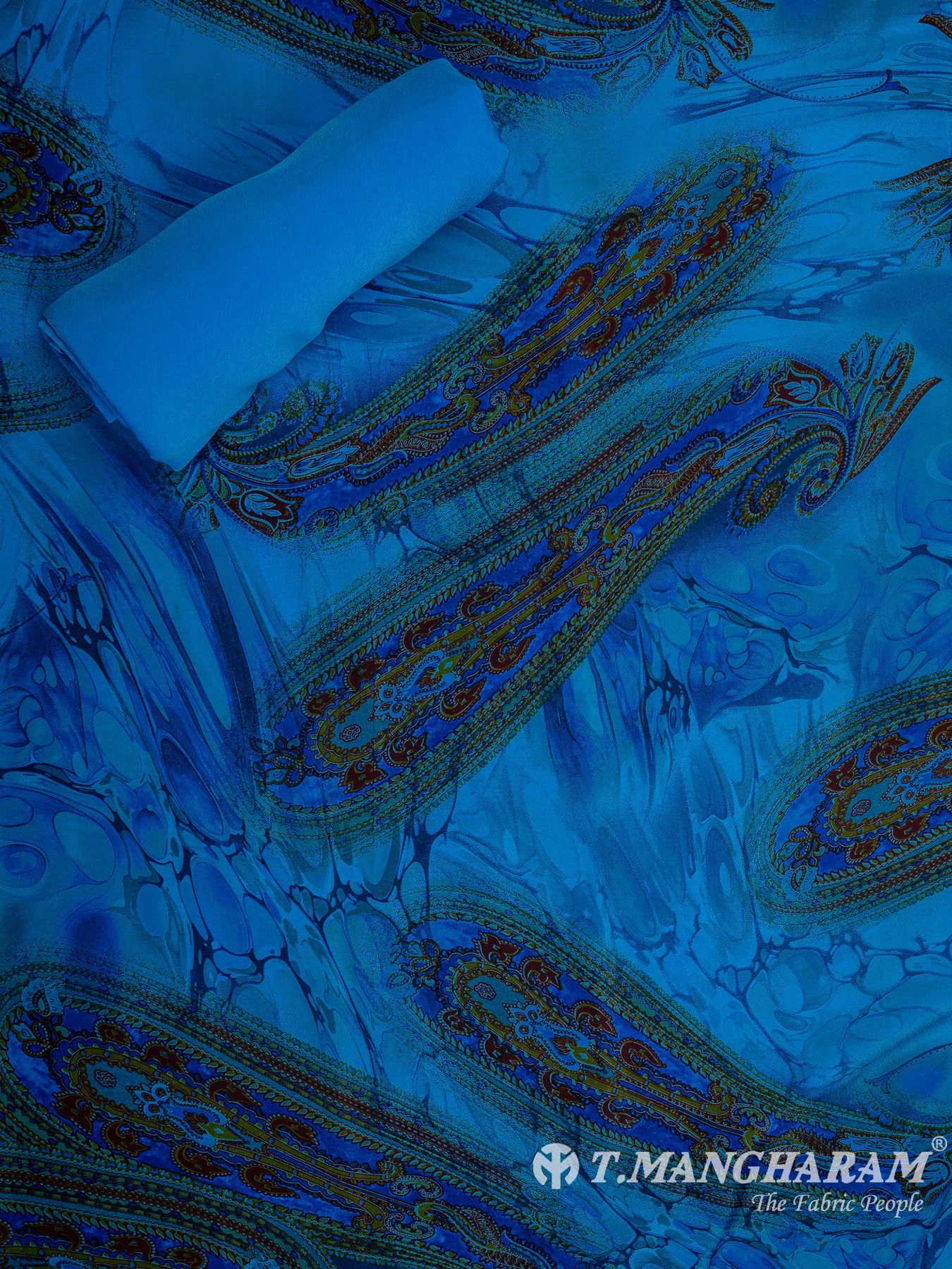 Blue Crepe Chudidhar Fabric Set - EH1679 view-2