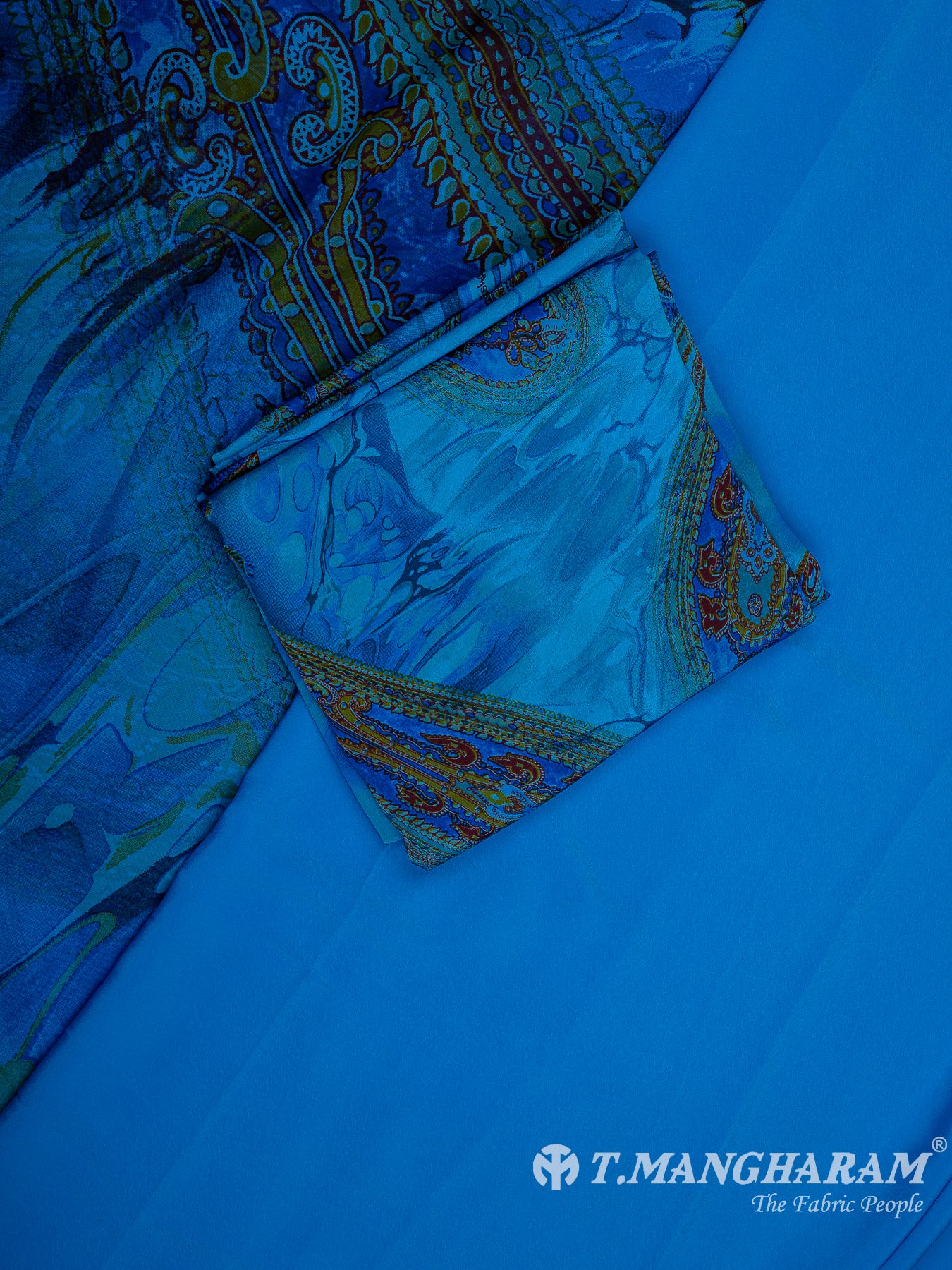 Blue Crepe Chudidhar Fabric Set - EH1679 view-1